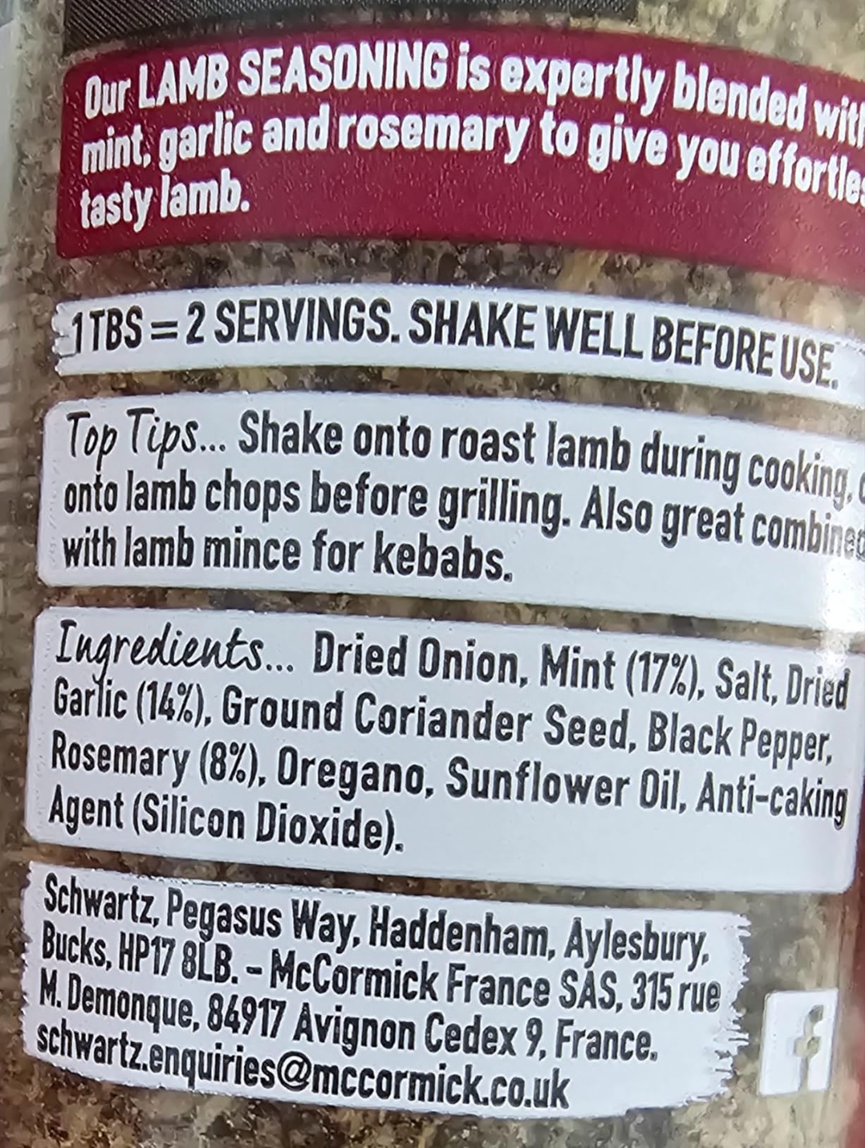 Schwartz Rosemary and Garlic Lamb Seasoning 38 G Jar Pack of 6