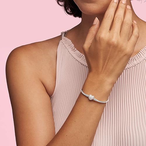 Miniatura 3 de Pandora Moments - Pulsera de cadena de serpiente con cierre de corazón brillante