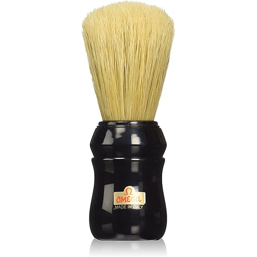 Omega Boar Bristle Shaving Brush, Black Handle