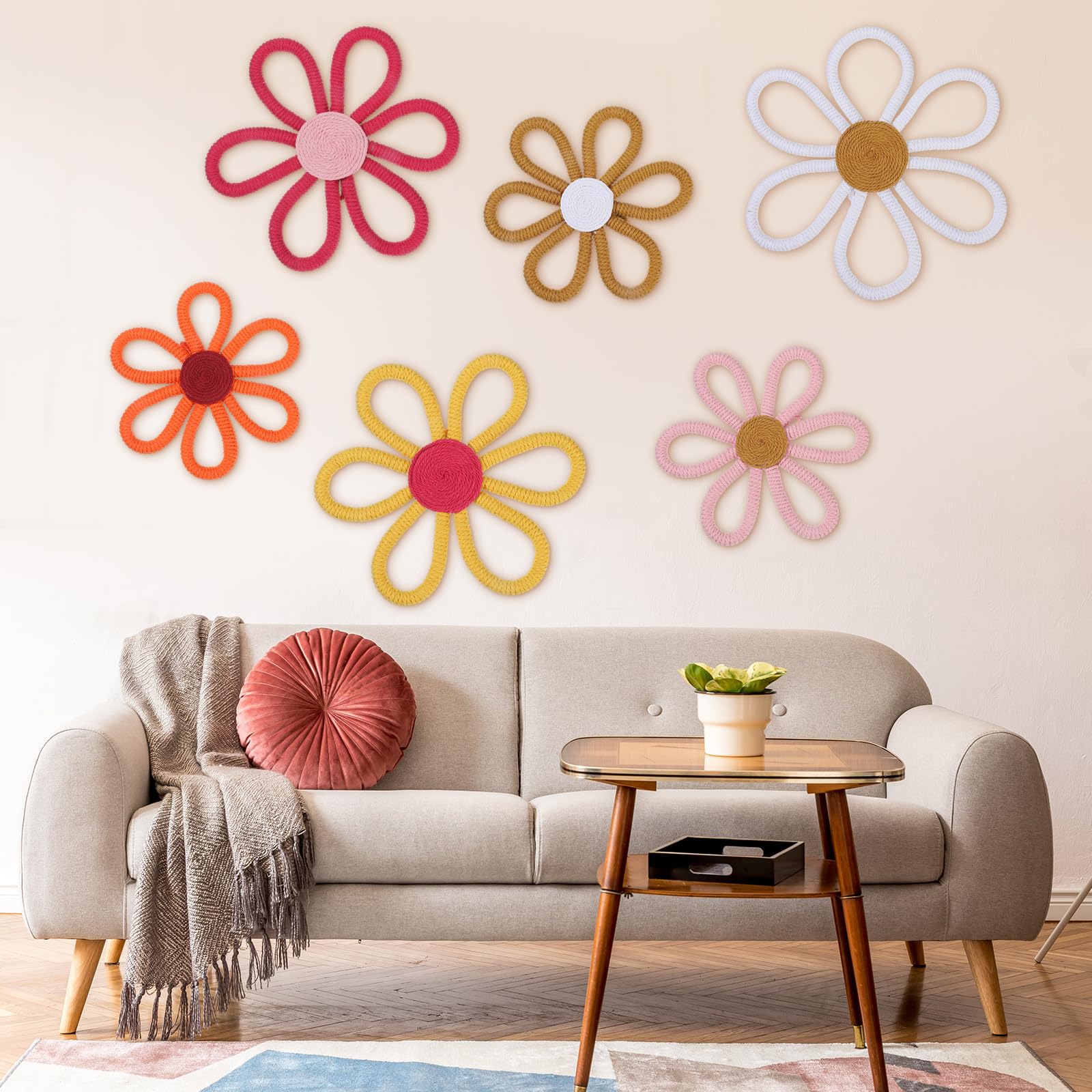 Amazon.com: Barydat 6 Pcs Boho Nursery Decor Daisy Flower Woven