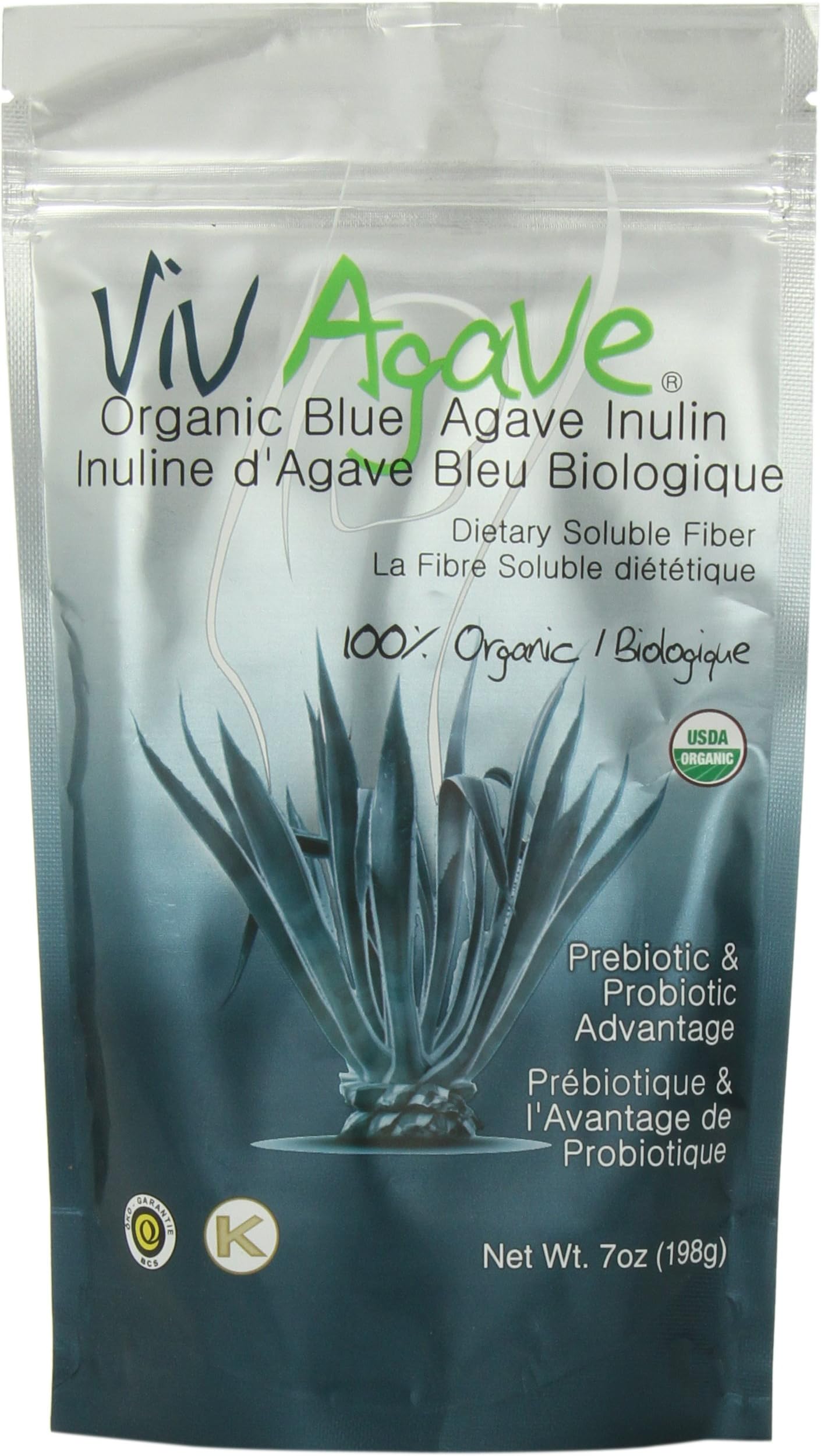 Viv Agave Organic Agave Inulin Powder, Pure Blue Agave, 7 Ounce (Pack of 3)
