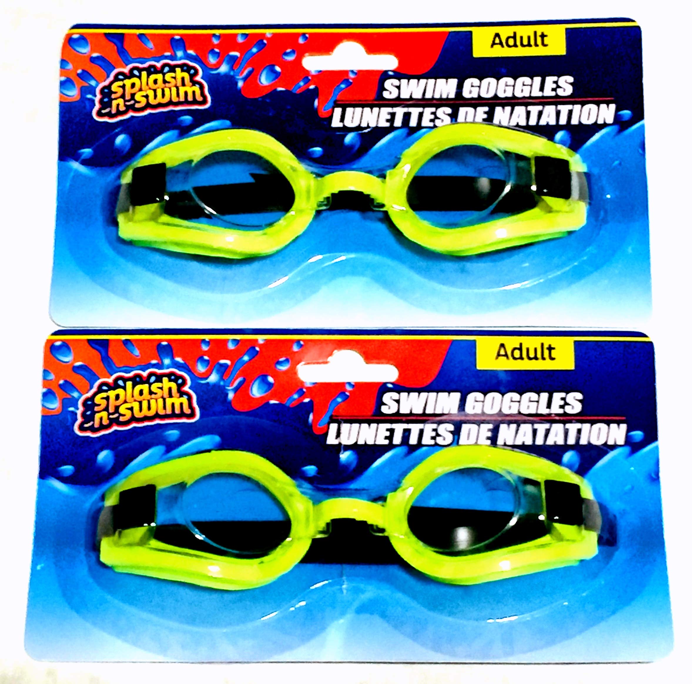 Splash-N-Swim Adult Safety Eye Pool Goggles Yellow