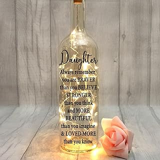 Daughter Always Remember You Are Braver Light Up Wine Bottle, Daughter Gift From Mum Dad, Daughter Birthday Present For Daughter Keepsake, Daughters Day Gifts, Daughter Christmas, Thank You Daughter