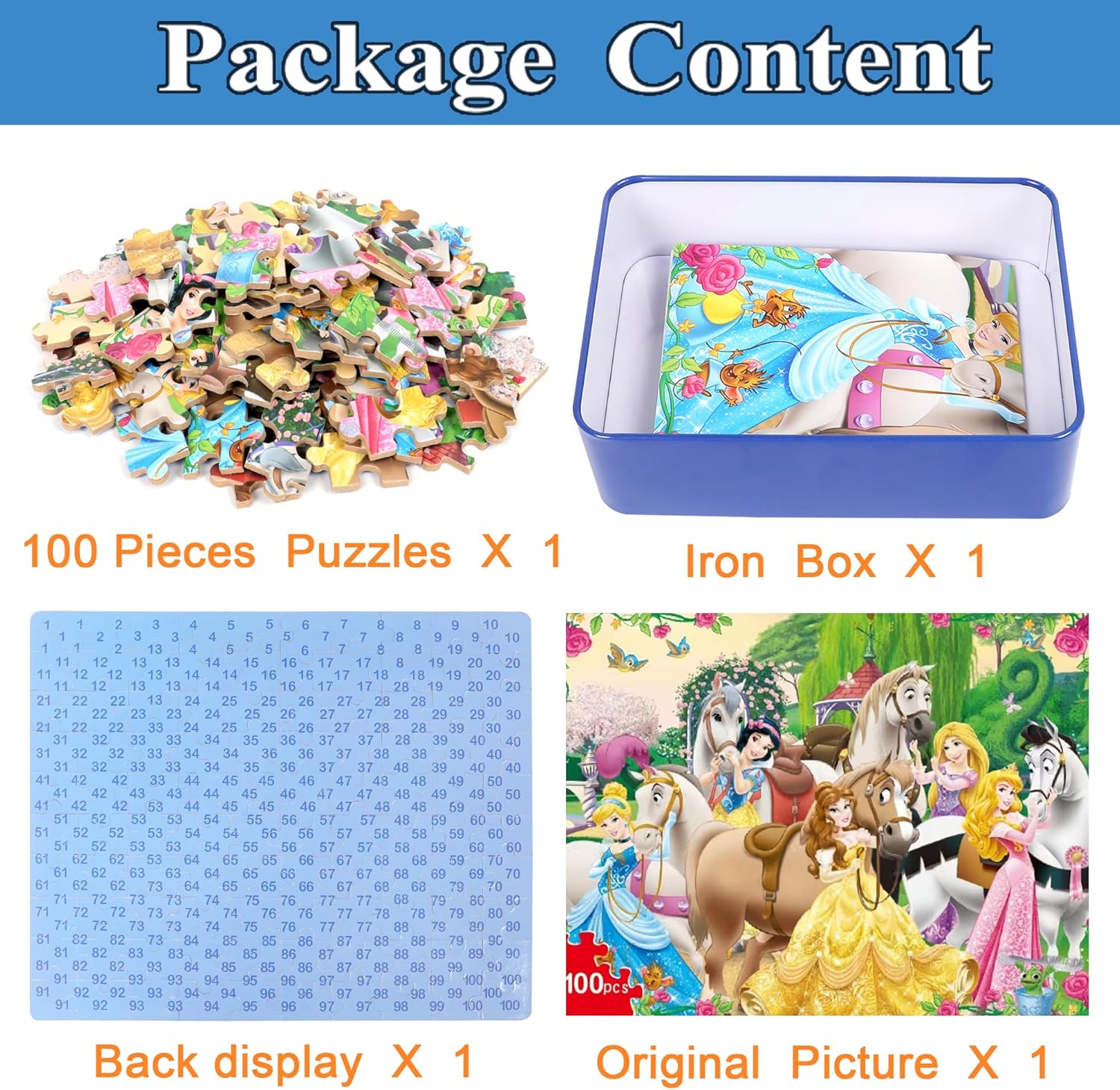 Puzzles for Kids Ages 4-8 100 Pieces Jigsaw Puzzles for Boys and Girls Educational Learning Puzzles in Metal Box