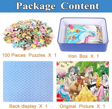 Puzzles for Kids Ages 4-6,100 Piece Puzzles for Kids Ages 6-8 in Metal Box