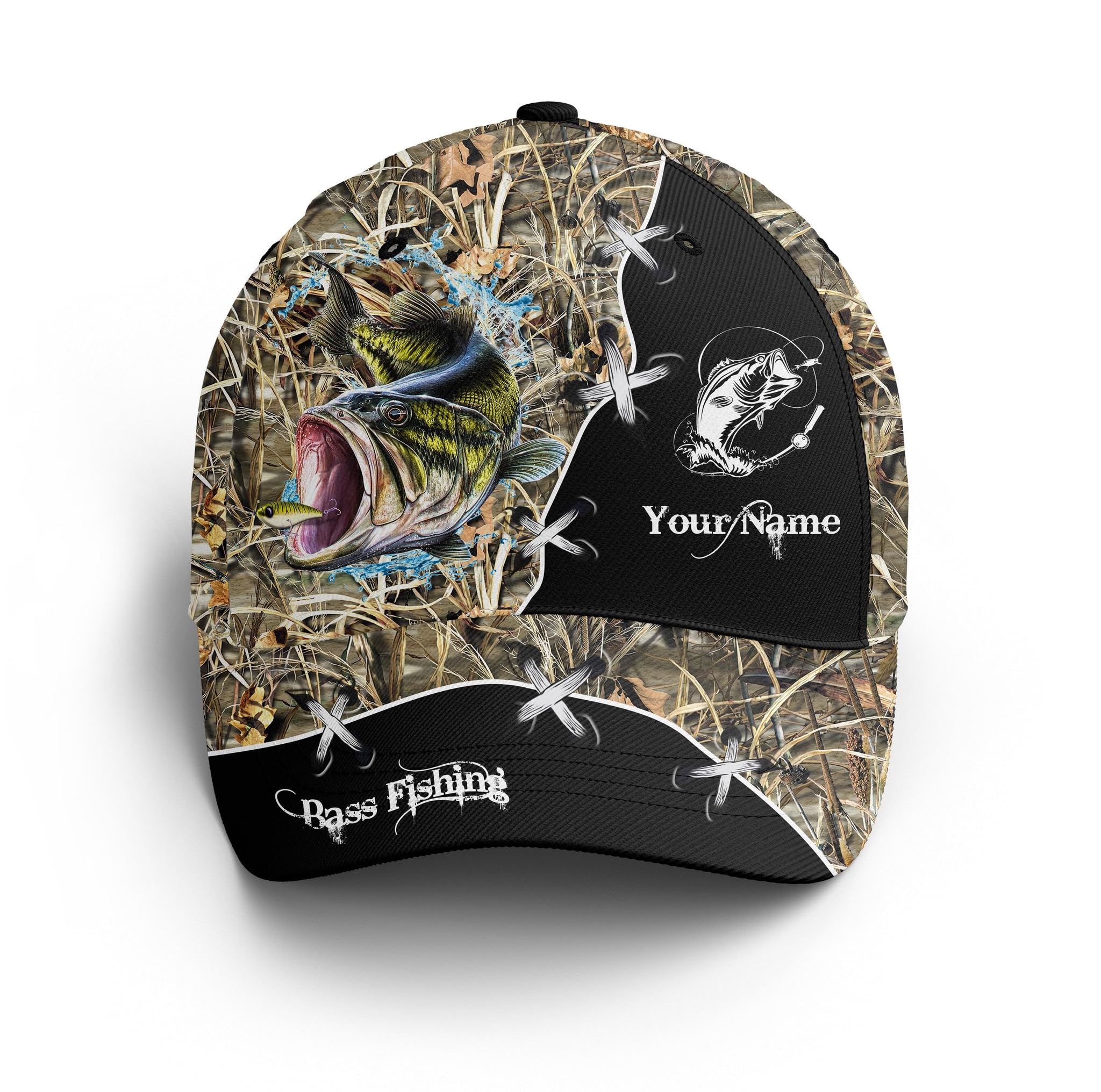 SatigiWalleye Fishing Camo Custom Fishing Hat - Unisex Fishing Baseball Angler Walleye Hat Cap