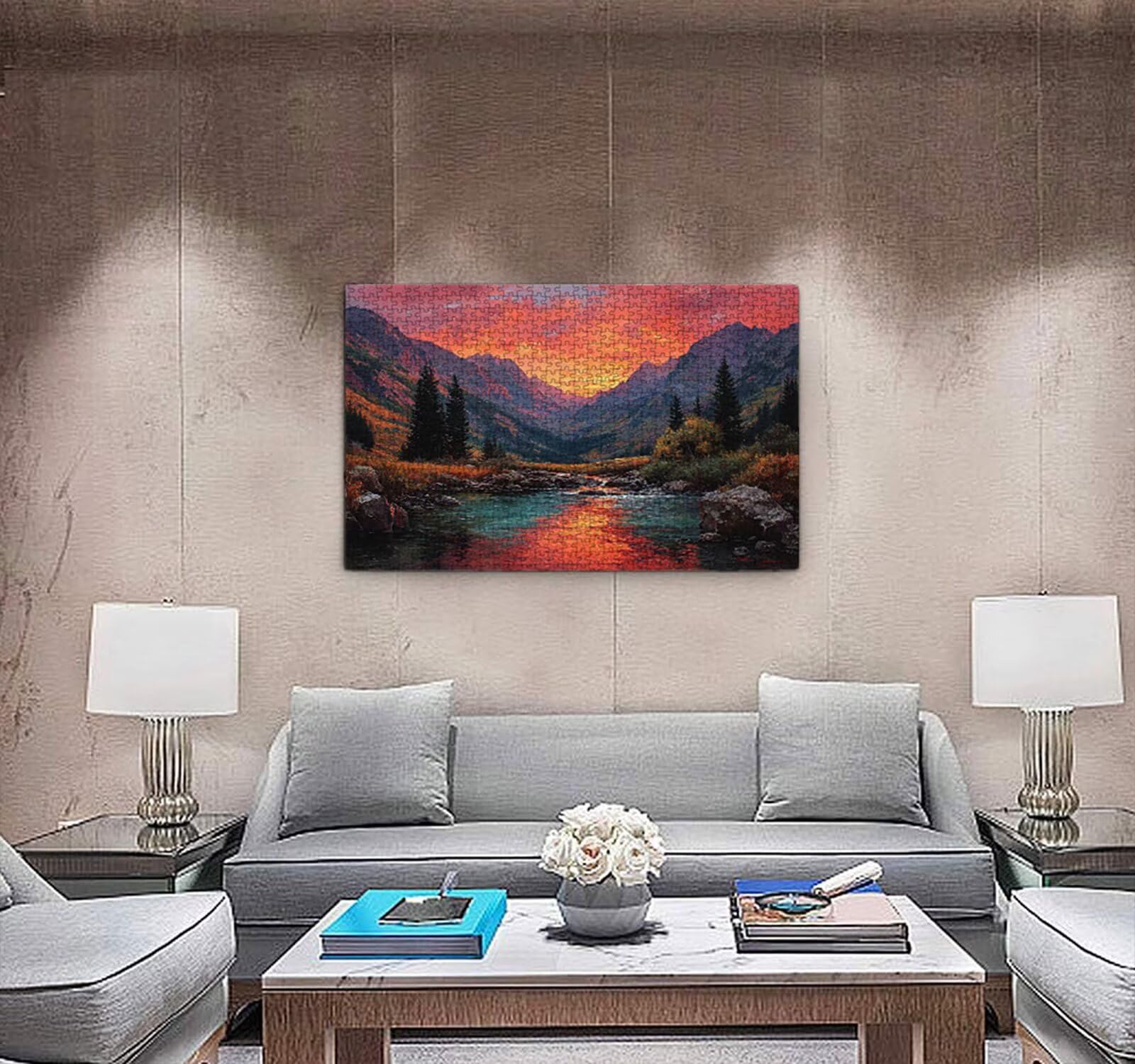 Puzzle 1000 elementów dla dorosłych, puzzle artystyczne widok zachodu słońca, rodzinne kreatywne hobby dla dorosłych, najwyższej jakości drewniana układanka, do gry edukacyjnej wyzwania zabawki R4KH