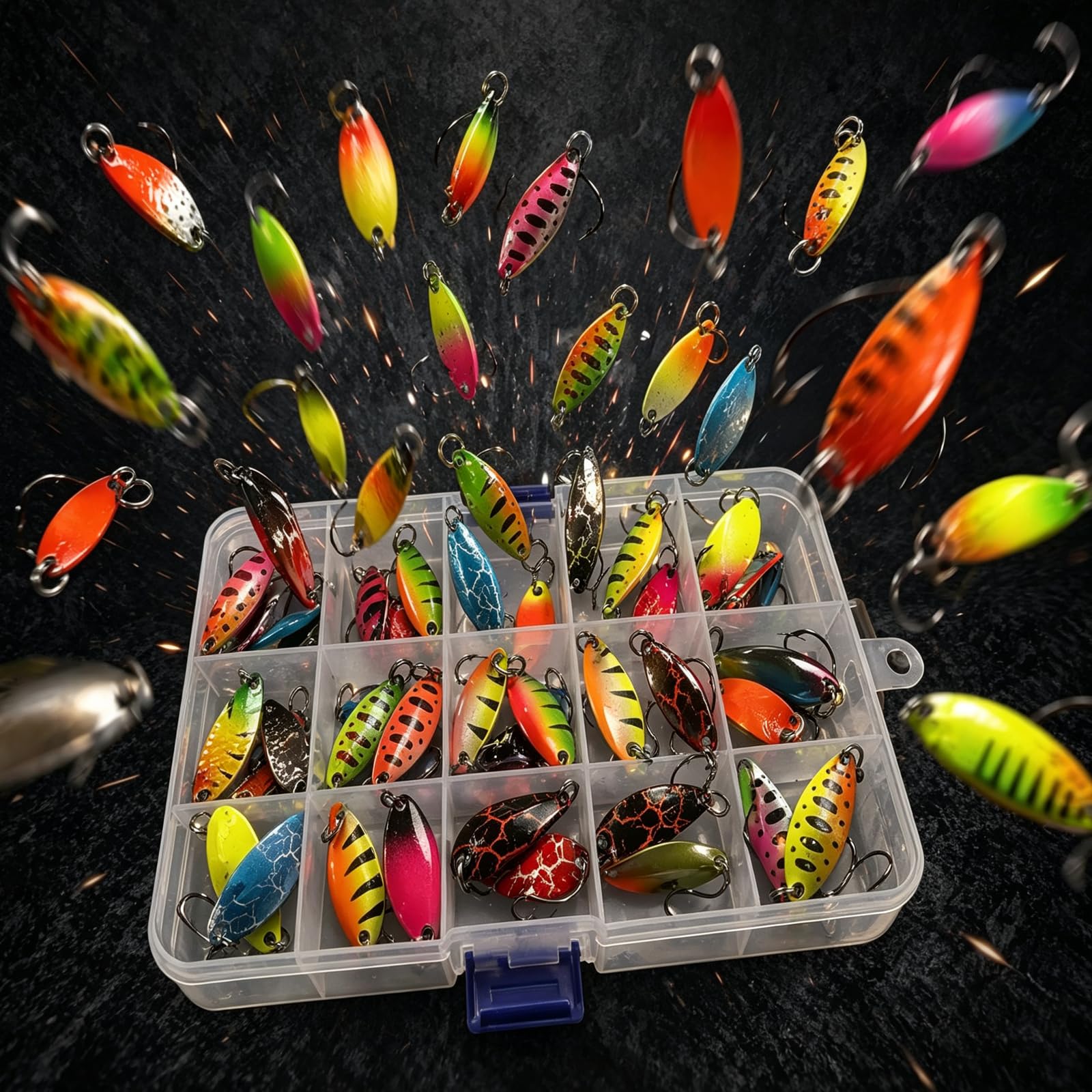 Juego de señuelos de Metal con Lentejuelas Multicolor, 38 Uds.,