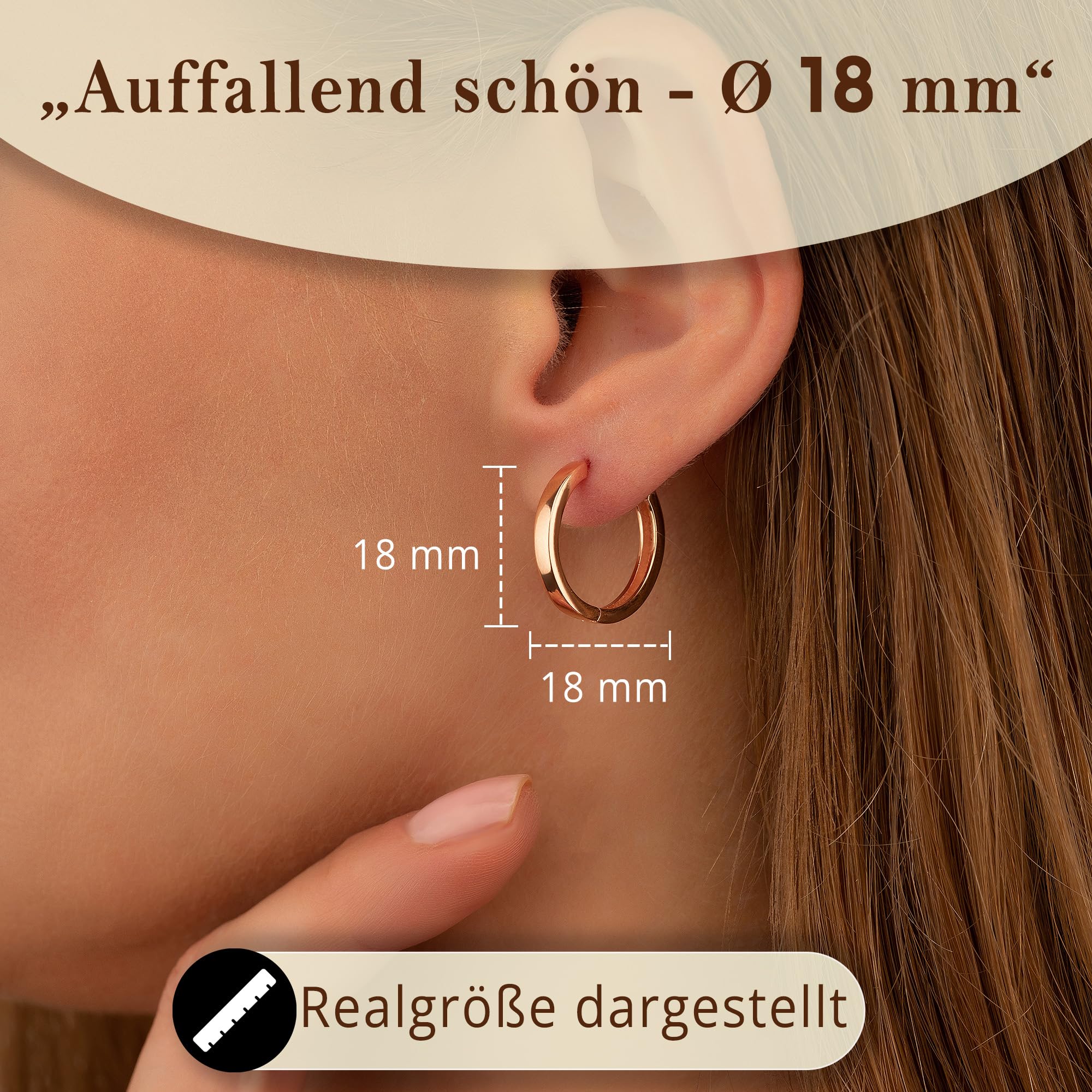 CASSINI Creolen Ohrringe Damen 925 Sterling Silber & Roségold – Klappcreolen Hypoallergen, Nickelfrei, Elegant & Alltagstauglich – Silberne & Roségoldene Creolen - 3CTM2