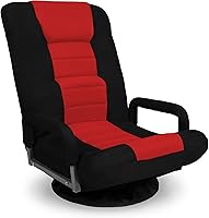 Best Choice Products 360 Swivel Gaming Floor Chair Rocker w/ Lumbar Support, Adjustable Backrest, Armrests - Black/Red