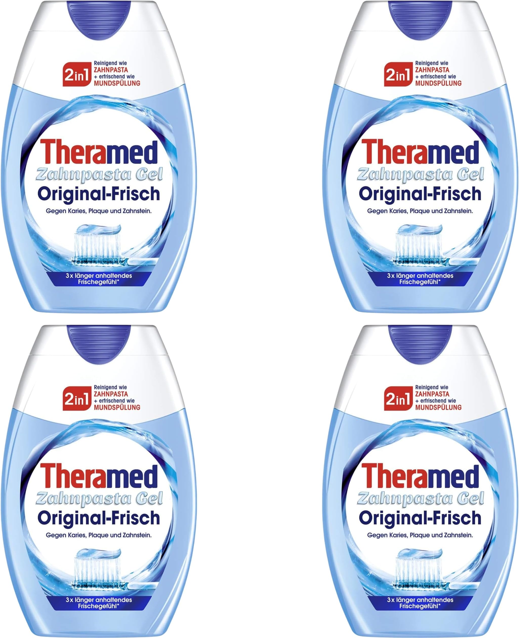 2 in 1 Original, Fluoride Toothpaste, Freshens Breath and Protects Teeth, 75 ml Toothpaste Multipack (Pack of 4), with Treseida Thank You Card