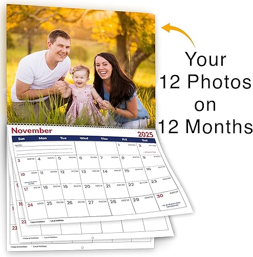 SuperiorPOD - Calendario de pared personalizado con fotos para el hogar y la oficina, paquete de 10, imprime tus 12 recuerdos durante 12 meses,