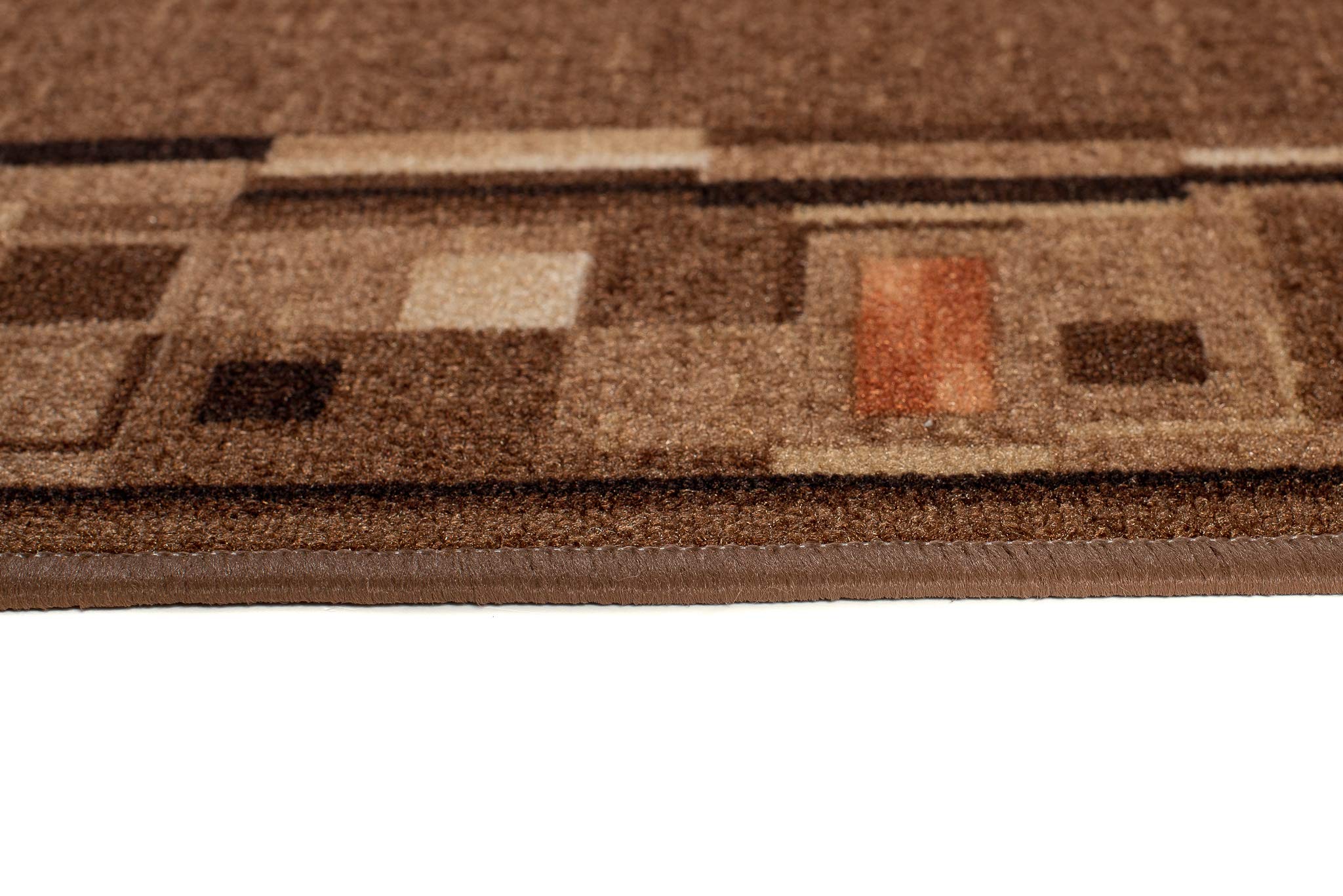 Tapiso Antypoślizgowy dywan chodnik antypoślizgowy most sprzedawany na metry nowoczesny brązowy pomarańczowy kwadratowy figury design korytarz kuchnia salon 67 x 220 cm