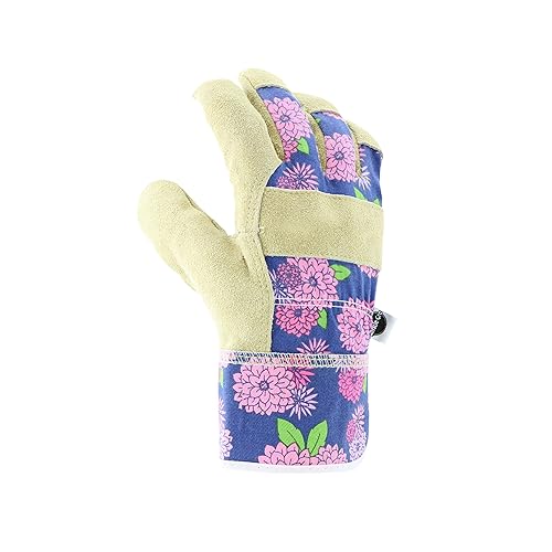 Miniatura 4 de Miracle-Gro MG23012WML Split Cowhide Garden Gloves  Floral, Medium-Large, Canvas Back Leather Palm Gloves for Women
