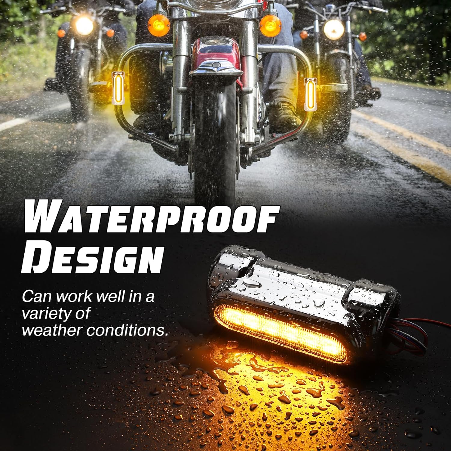 OPP ULITE Motorcycle Highway Bar Lights Switchback Dream Chasing Color & White Light & Amber Turn Signal Light Bars for 1-1/4 inch Driving Crash Bar Touring Driving Lights Bikes, Silver-2PC