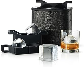 Berlinzo Clear Ice Cube Maker Mold - Combo 2+2 Crystal Clear Ice Cubes & Balls - Ice Square Maker Mold, Pure Round Ice Spheres for Whiskey, Cocktails & Bourbon (Non-electric)