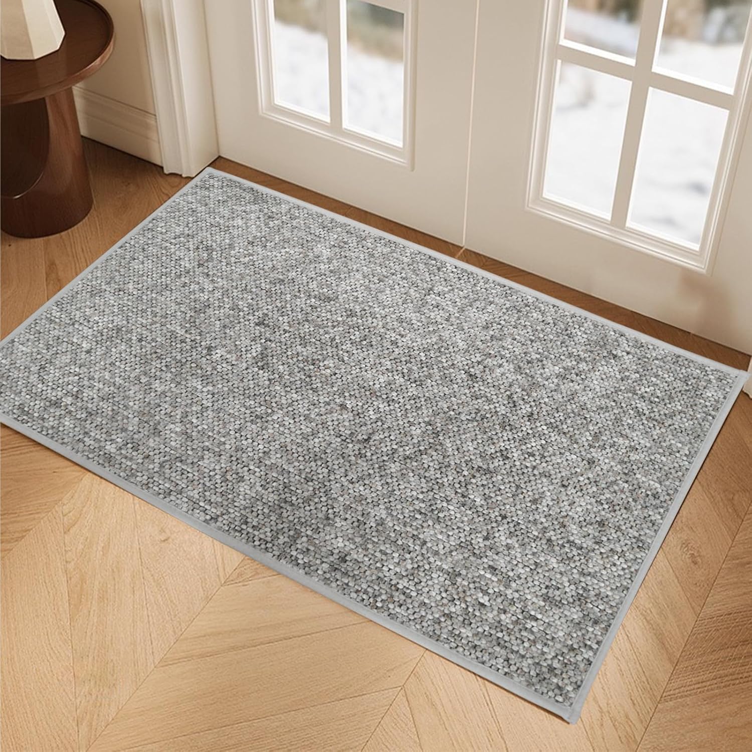 Yancorp Front Door Mat Indoor Entrance for Inside Entry 17 x 29.5 Non-Slip Welcome Mat Rubber Backing Dirt Resistant Absorbent Indoor Doormat for Entryways, Front Doors, Hallways, Beige Grey