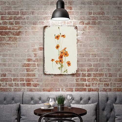Miniatura 5 de VIOFLOW Letrero de metal vintage con diseño de flores de amapola naranja botánico para el día de San Valentín, divertido letrero de cocina, bar,
