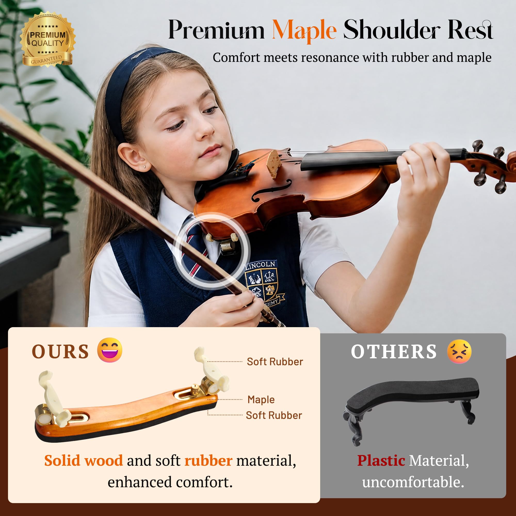 CAHAYA Violín 4/4 de Madera Maciza – Set Completo Hecho a Mano para Principiantes, Estudiantes y Adultos, con Estuche, Arco, Hombrera, Afinador y Resina