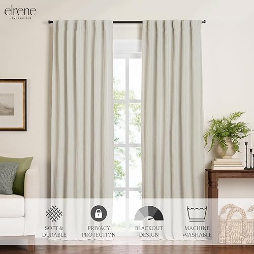 Miniatura 2 de Elrene Home Fashions Harrow - Panel de cortina opaca para una sola ventana, 52 x 95 pulgadas, natural