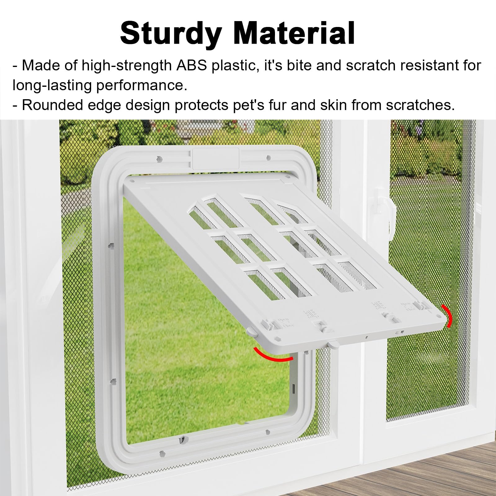 hundeklappe Fliegengittertür mit Eingebautem Netz, Abschließbare Hunde-Klappe für Eingangsbereich/Balkon/Durchgang/Terasse/Mieter(White,S)