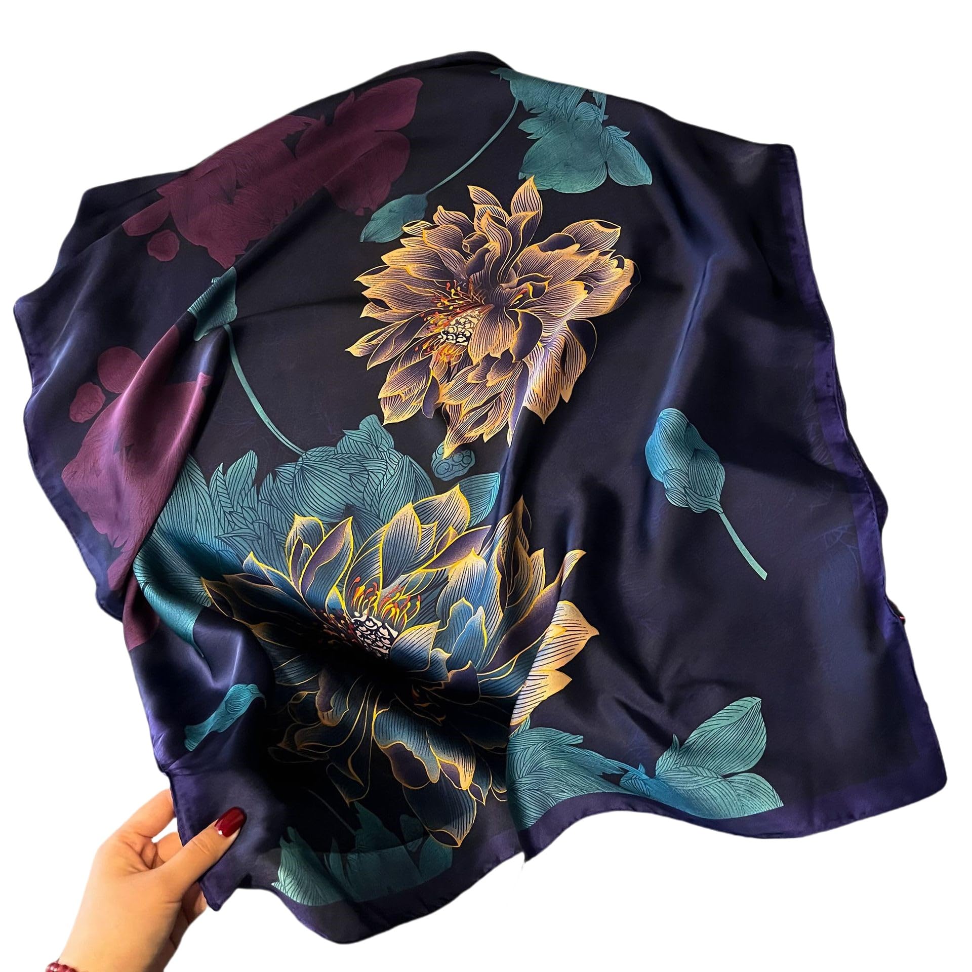 Myneiyi Headscarf Large Square Scarf 35" Fashion Scarves Silk Feeling Hair Wrapping Scarfs Hairscarf BA16