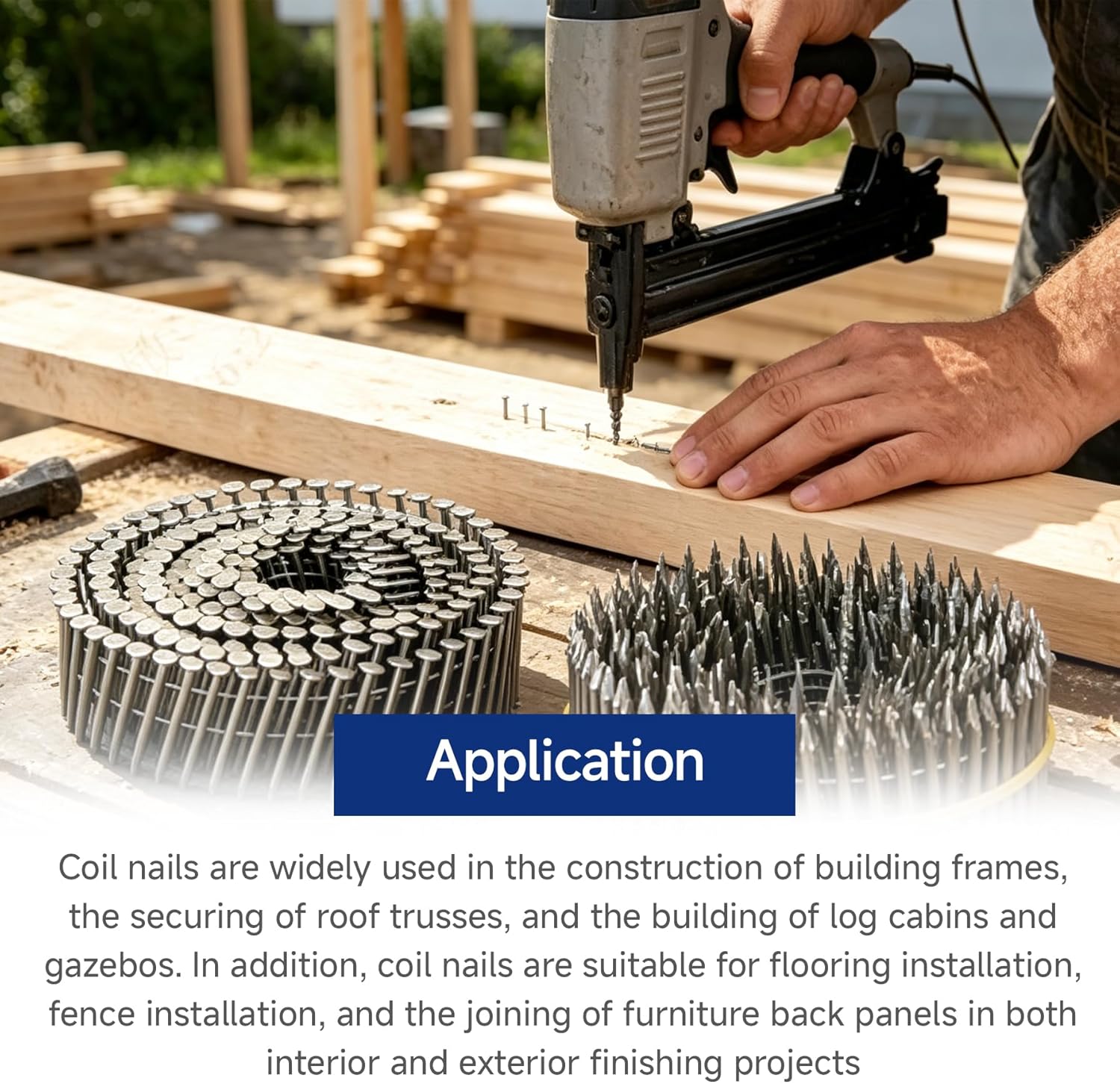 GXYWADY 3600Pcs Wire Coil Siding Nails 0.092 x 2-1/2 In Hot-Dip Galvanized Paint-Dipped Ring Shank Inclined 15 Degree Full Round Head Siding Nails of Lathing and Sheathing Materials
