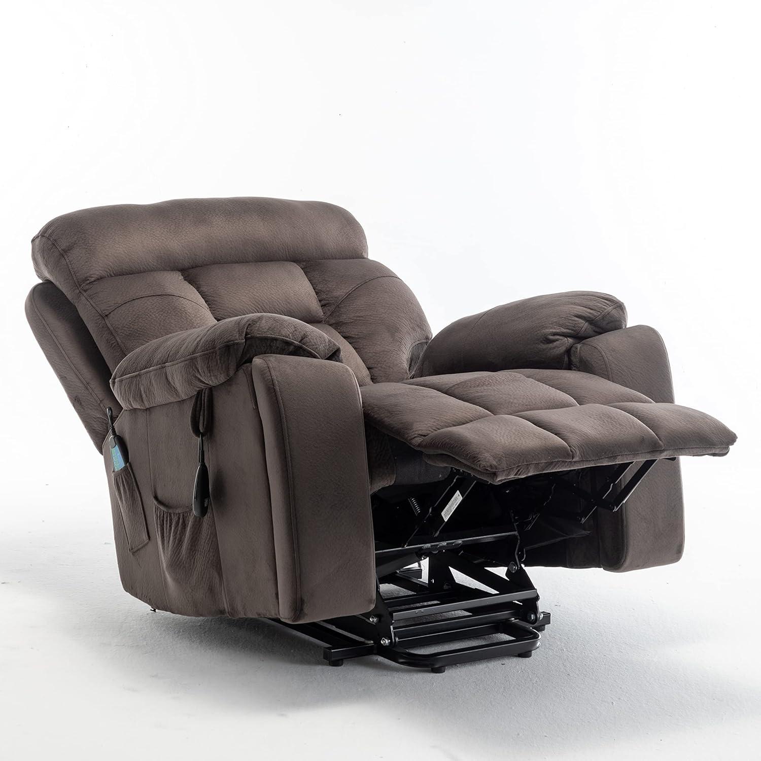Electric Power Lift Relax Velvet Sofa Recliners Chair Living Room Furniture,German OKIN Motor,with/8-Point Vibration/5 Modes Massage/Lumbar Heating/Cup Holder,for Elderly,Dark Brown