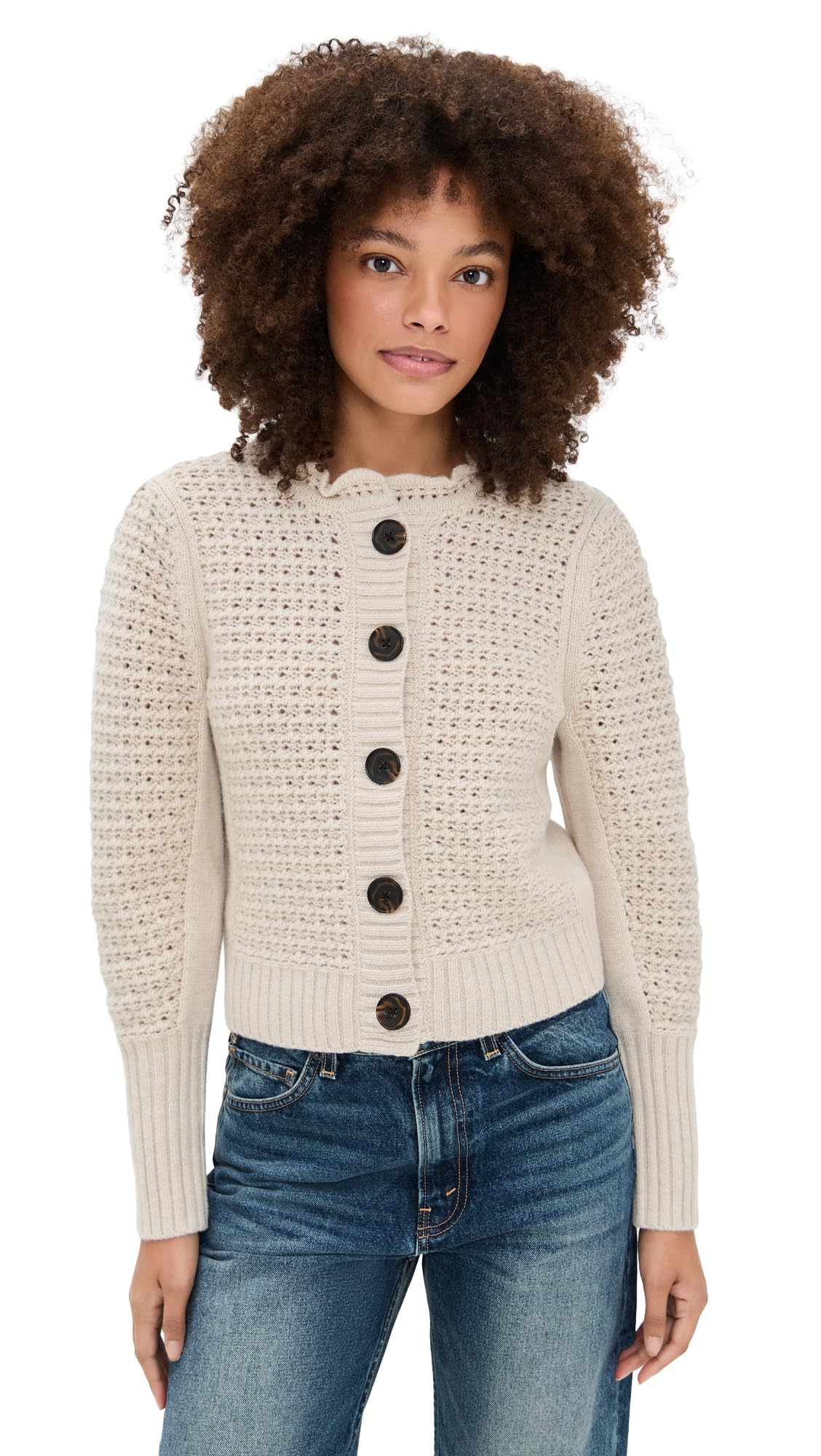 Madewell Womens Scalloped Merino Wool Blend Cardigan