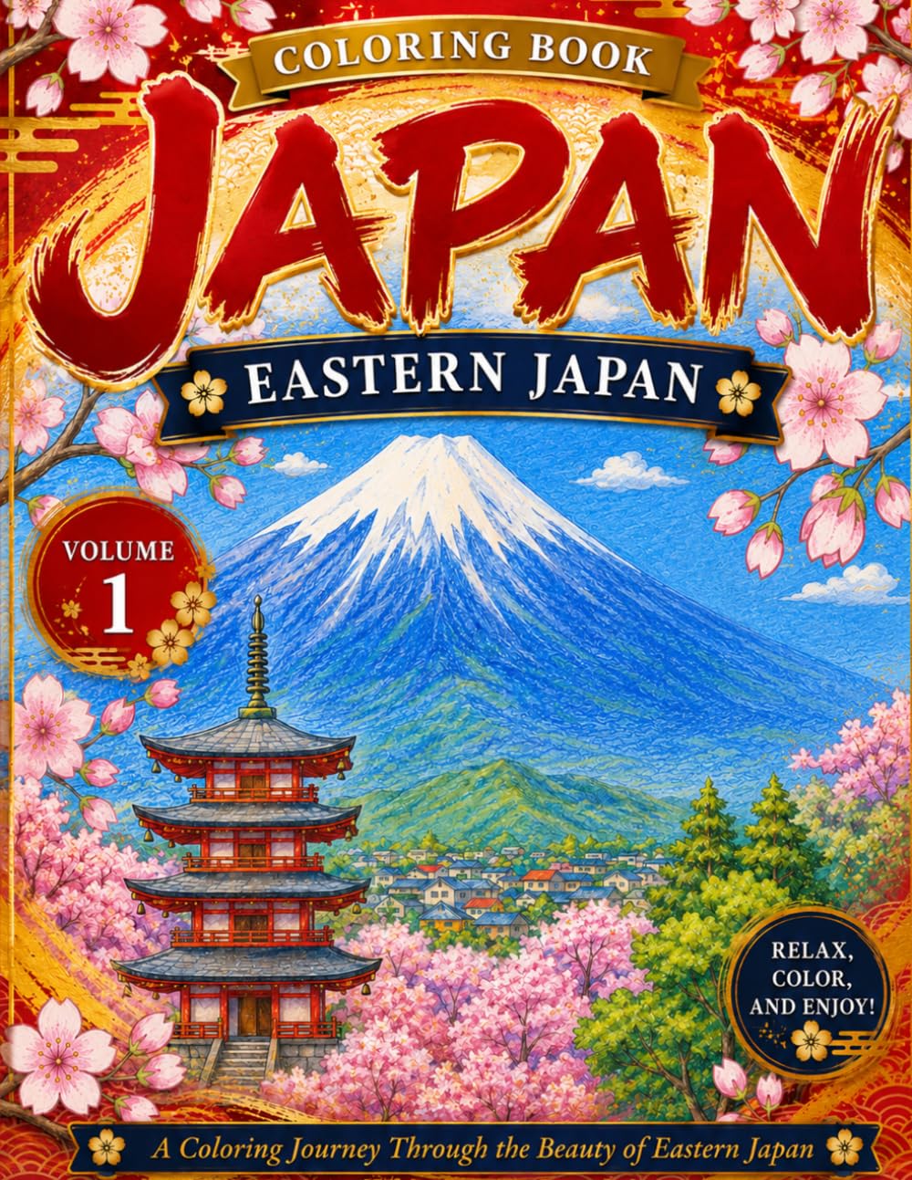 Japan Coloring Book: Eastern Japan: An Adult Coloring Book of Famous Japanese Landscapes, Castles, Temples & Landmarks — A Relaxing Journey Through Eastern Japan (Volume 1)