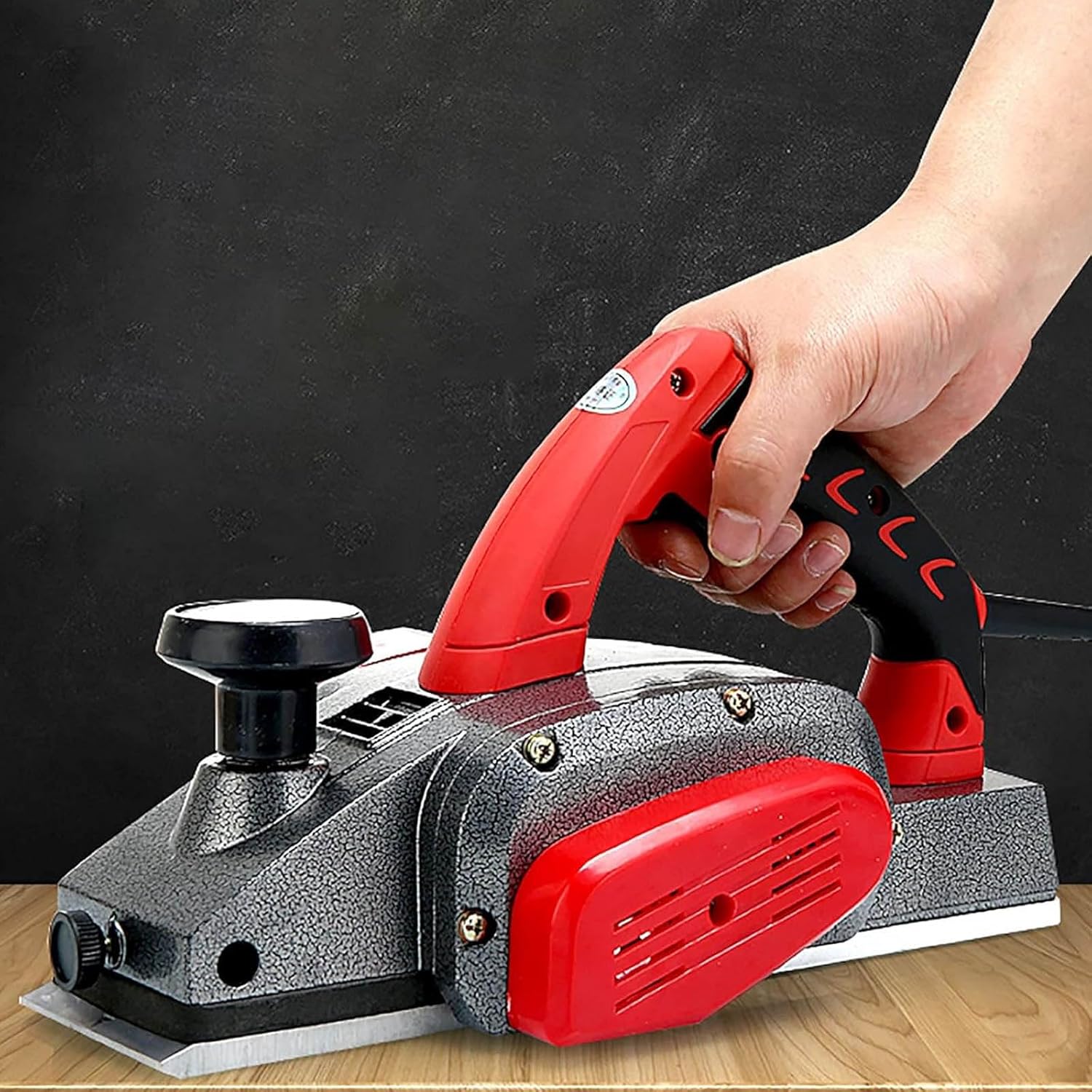 Electric Handheld Woodworking Planer,Desktop Wood Cutting Machine with Cutting Depth 2MM All-Copper Motor Aluminum Metal Suitcase