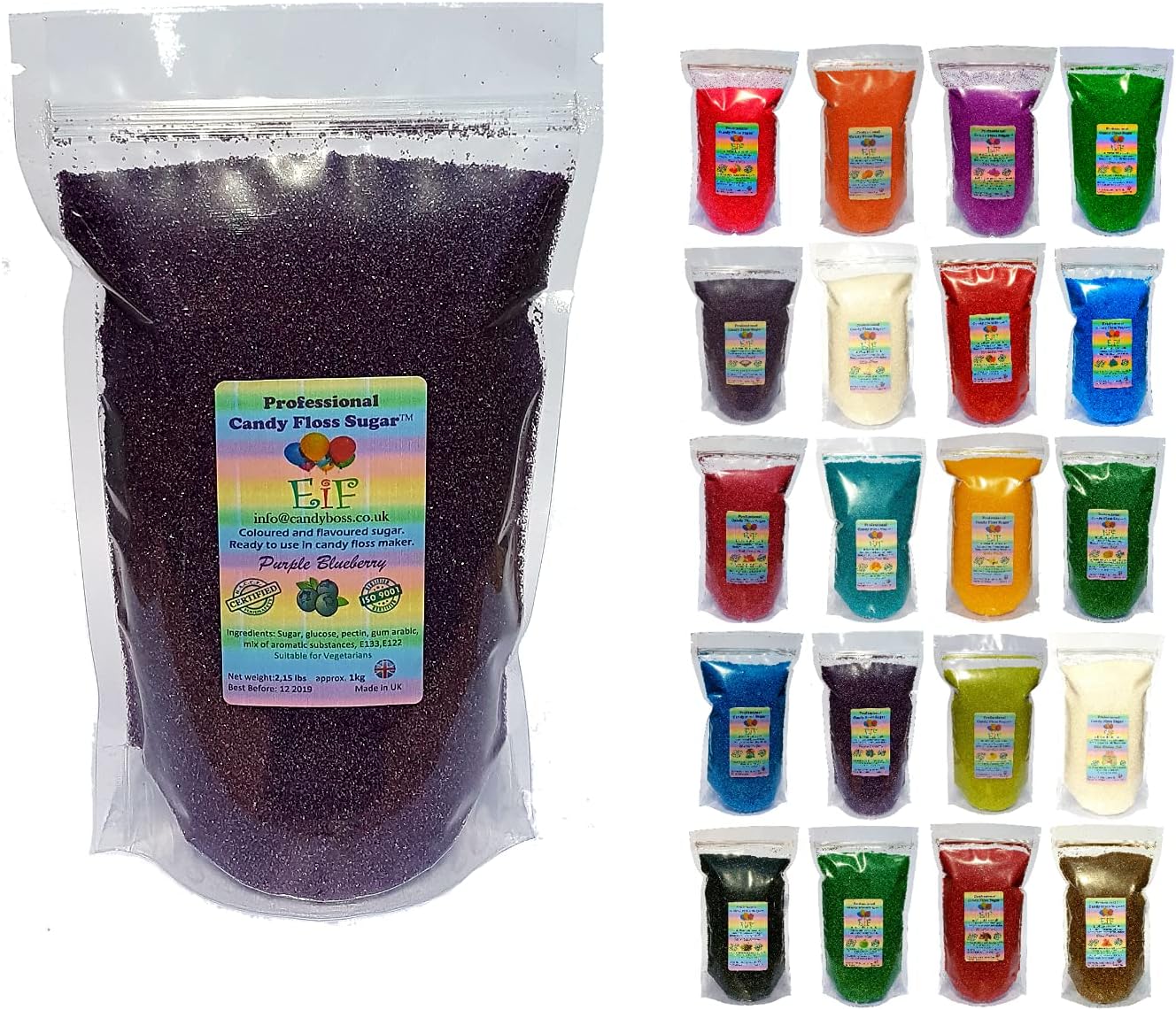 Candy Floss Cotton Sugar EverydayisFriday Purple Blueberry 1 KG - Ready to Use in Your Machine