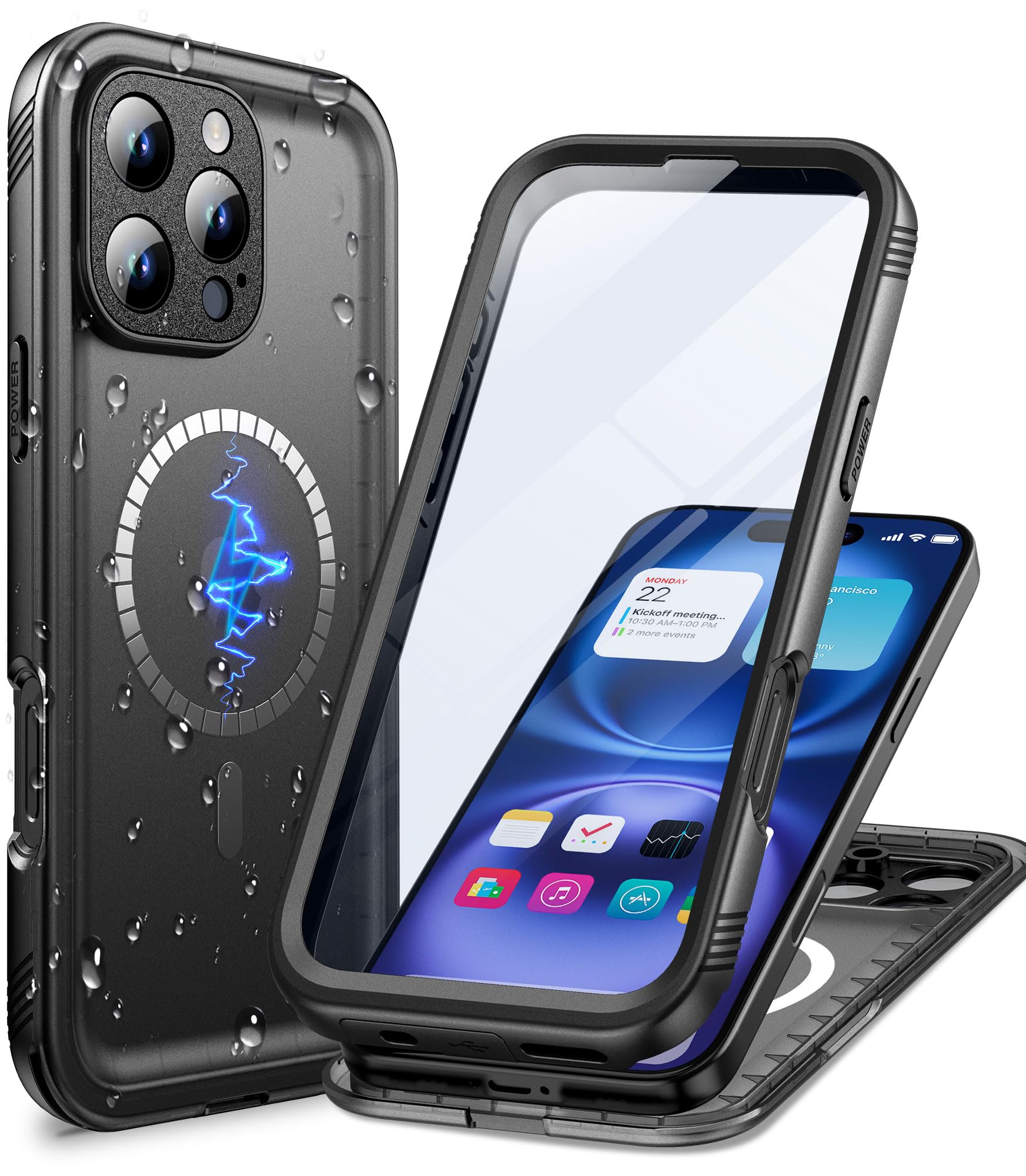 Cozycase TOP Cover Protettiva Magnetica Per iPhone 16 Pro Max Impermeabile Antiurto Compatibile con Magsafe IP68 Subacquea Antipolvere 360 Completa Integrale Custodia Militare Resistente Waterproof