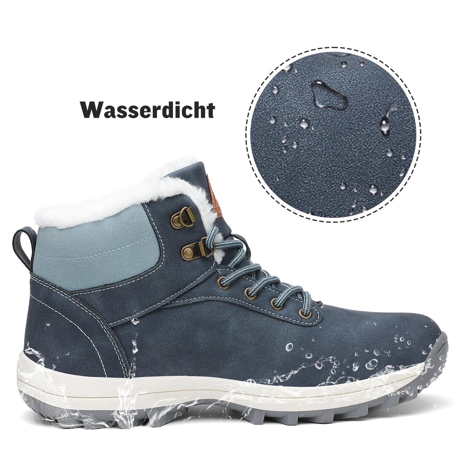 Mishansha Scarpe Uomo Donna Invernali Impermeabili Antiscivolo Stivaletti Invernali con Pelo, Gr.36-48