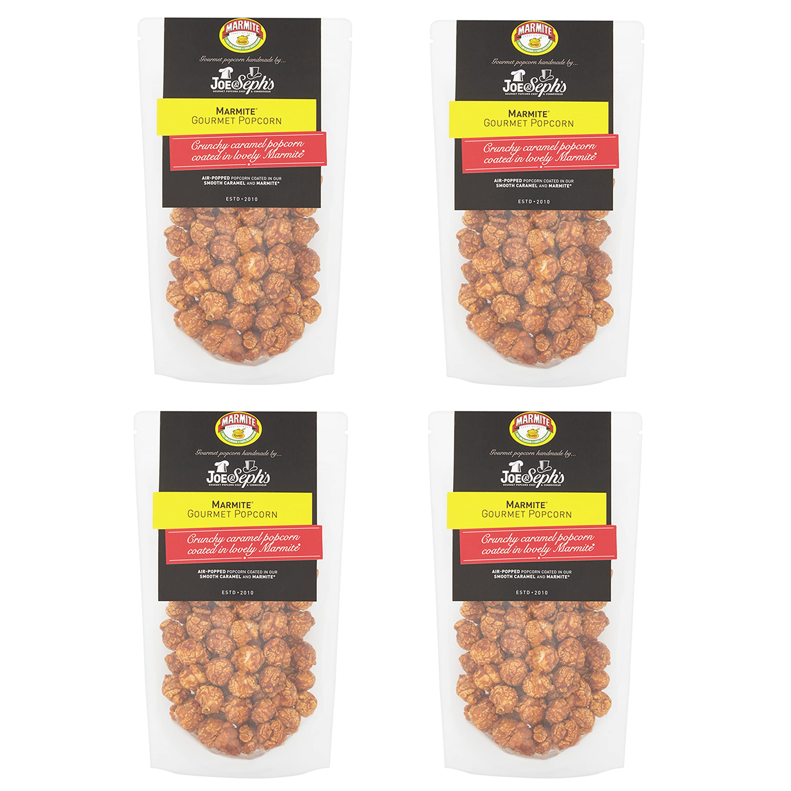 Joe & Seph's - Karmelowy popcorn o smaku garnka | Ręcznie robione w Wielkiej Brytanii z Garnkiem | Wegetariański | 100% naturalnych składników - 4 x 80 g