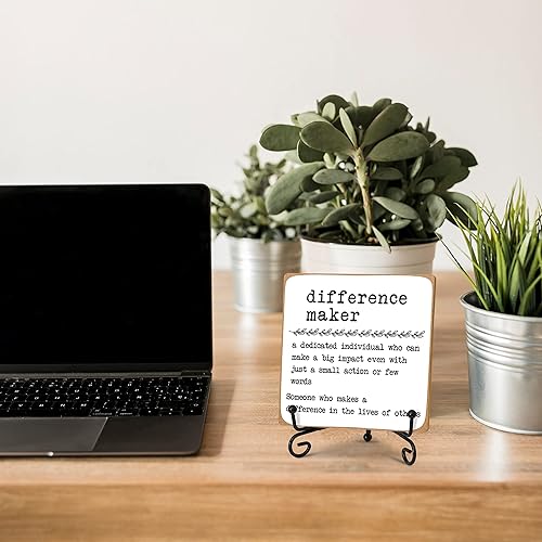 Miniatura 5 de Difference Maker - Placa de madera con soporte, idea de regalo única para jefas, mujeres, mejor mamá, compañera de trabajo, profesora, decoración de