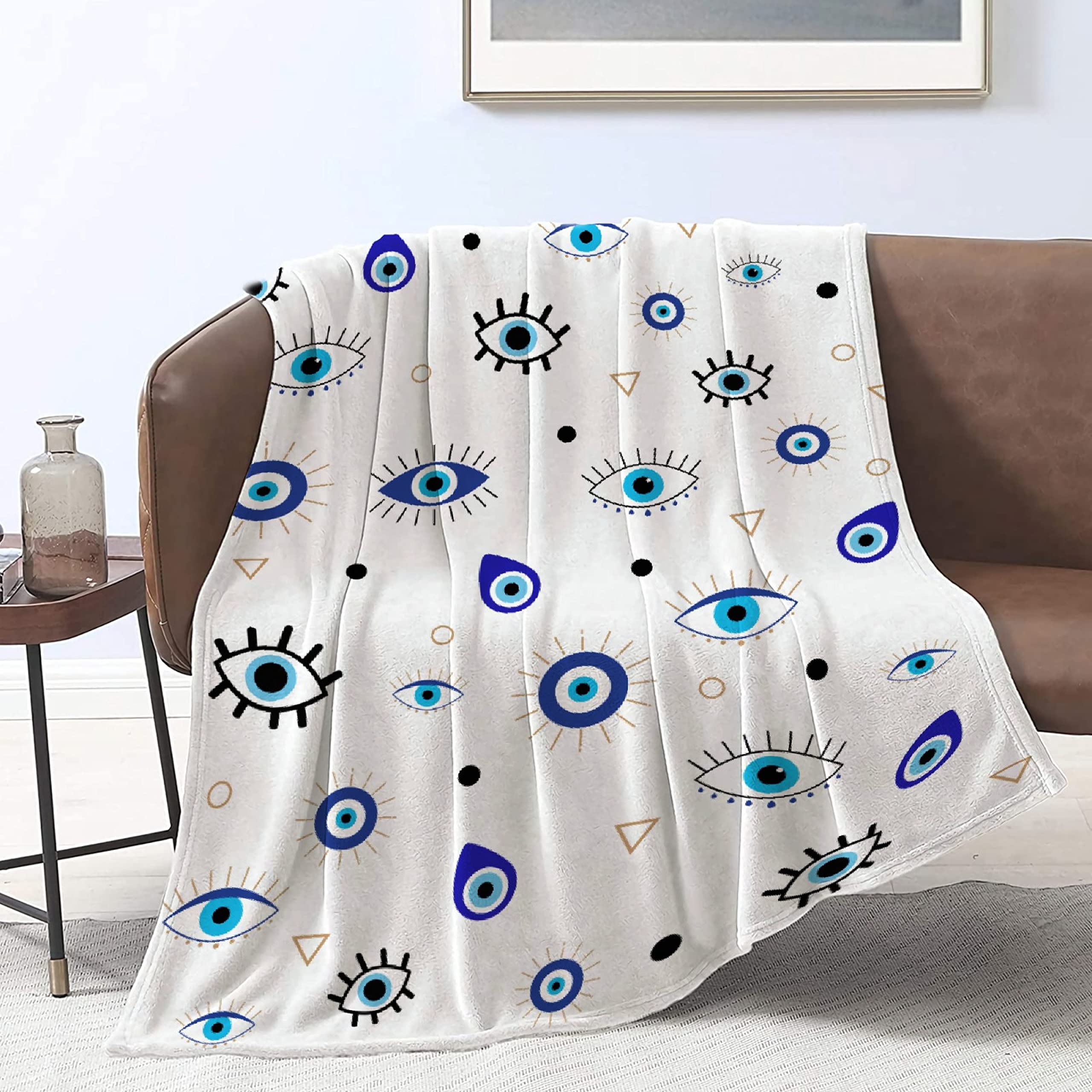 Todeyya Evil Eyes Throw Blanket - ?Super Soft Flannel Fleece Blanket for Gifts, Plush Lightweight Fuzzy Cozy Blanket Microfiber for Couch Sofa Bed All Season S 50