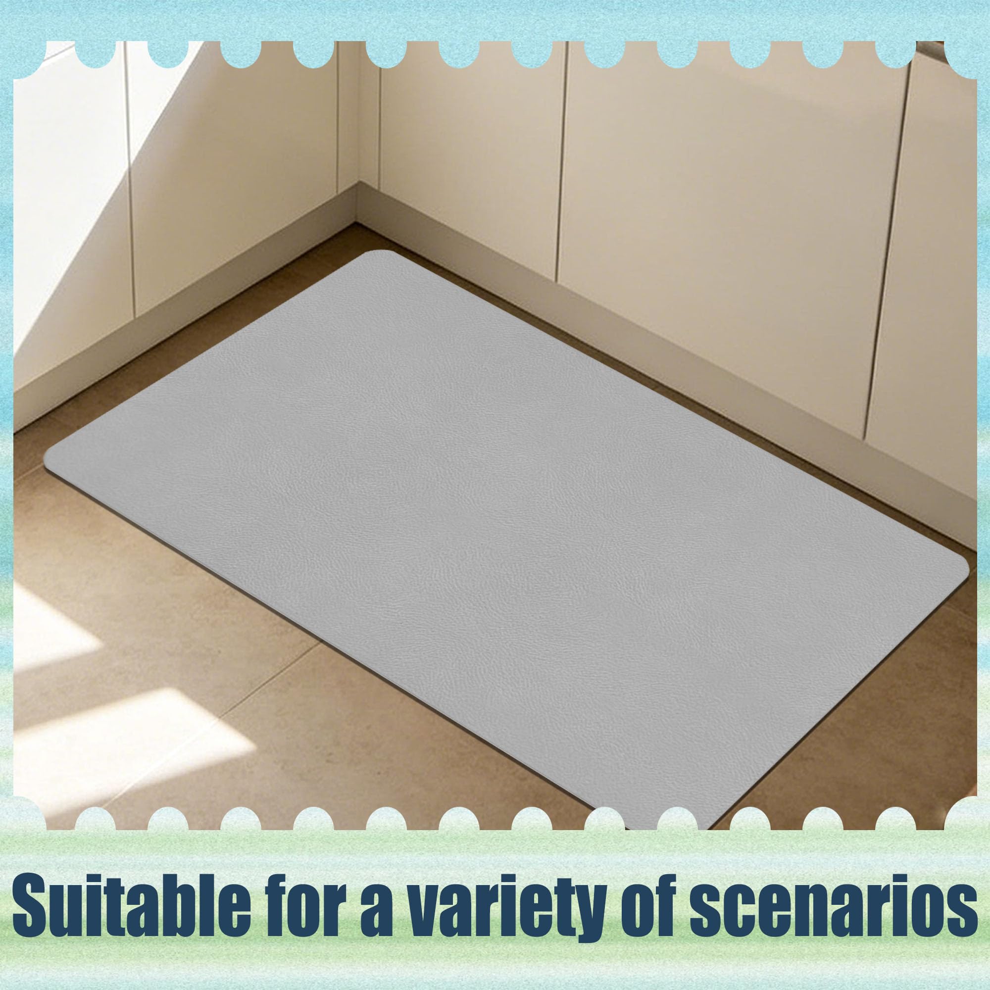 Tappeto Bagno Antiscivolo 50 x 140 cm Assorbente Diatomite Stone Bath Mat Lavabile Morbido per Pavimento Del Cucina, Piatti, Piante O Animali Domestici, Grigio Chiaro