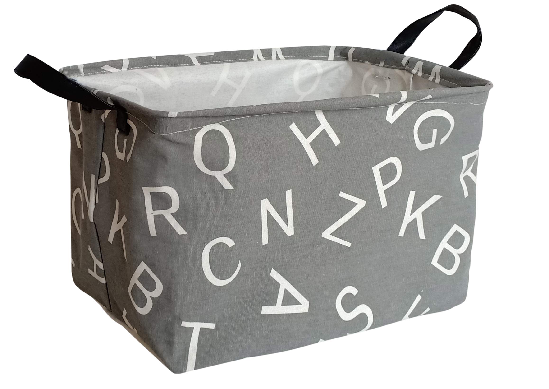 Rectangular Storage Bin Shelf Basket Canvas Fabric Toy Box,Waterproof Coating Nursery Hamper with Handles,Gift Basket for Home,Office,Clothes,Books( Alphable)