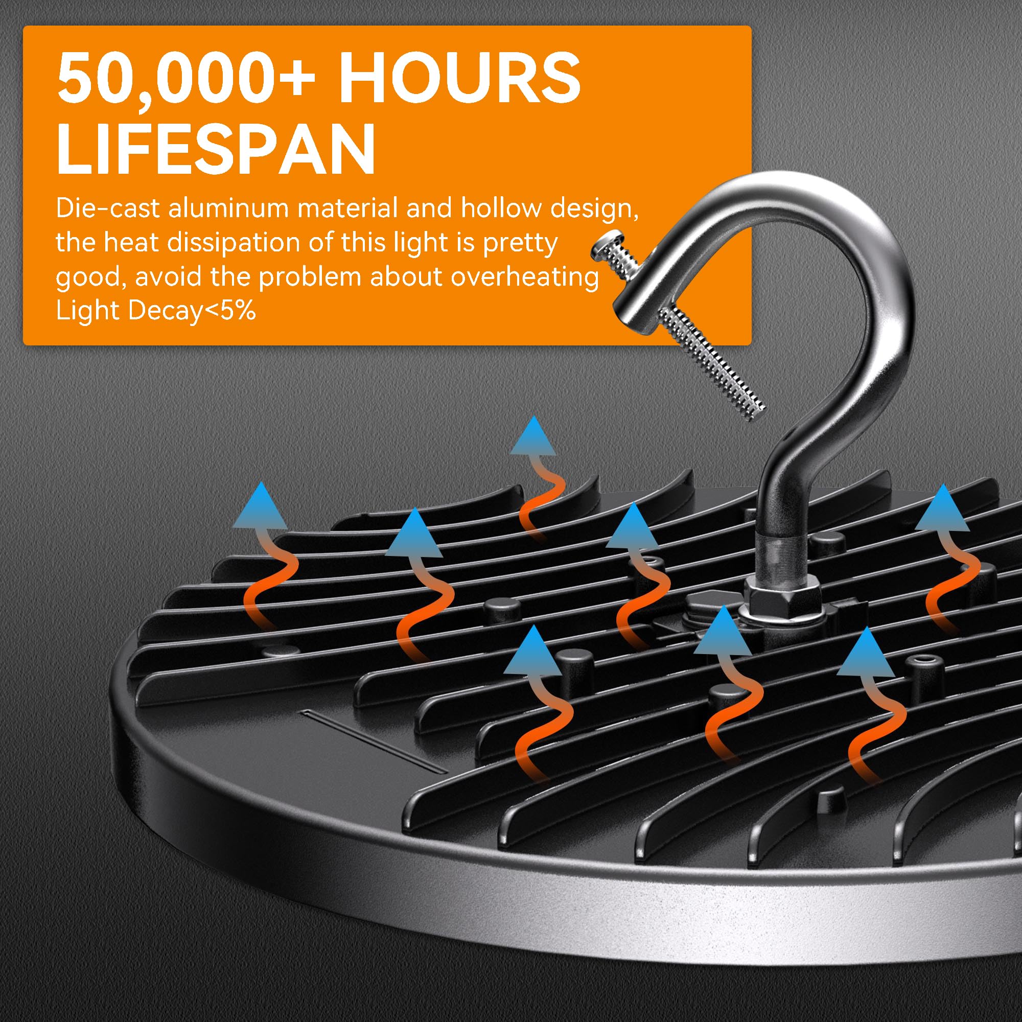 UFO Led High Bay Light 250W 6 Pack 35000lm 5000K ETL Listed High Bay Led Shop Light Fixture — view 5