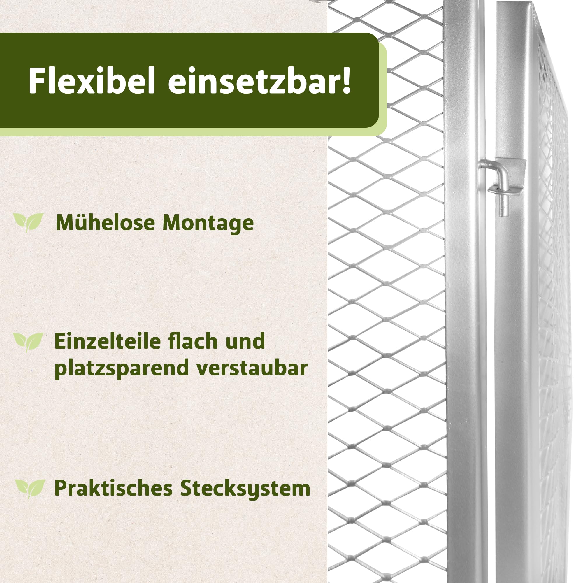 NATIV Garten Komposter 100x100x75 cm mit Bodengitter, Metallkomposter mit 750 Liter Volumen, Drahtkomposter für eigenen Kompost, Metall Komposter als Kompostsieb nutzbar, Kompostierer für Komposterde