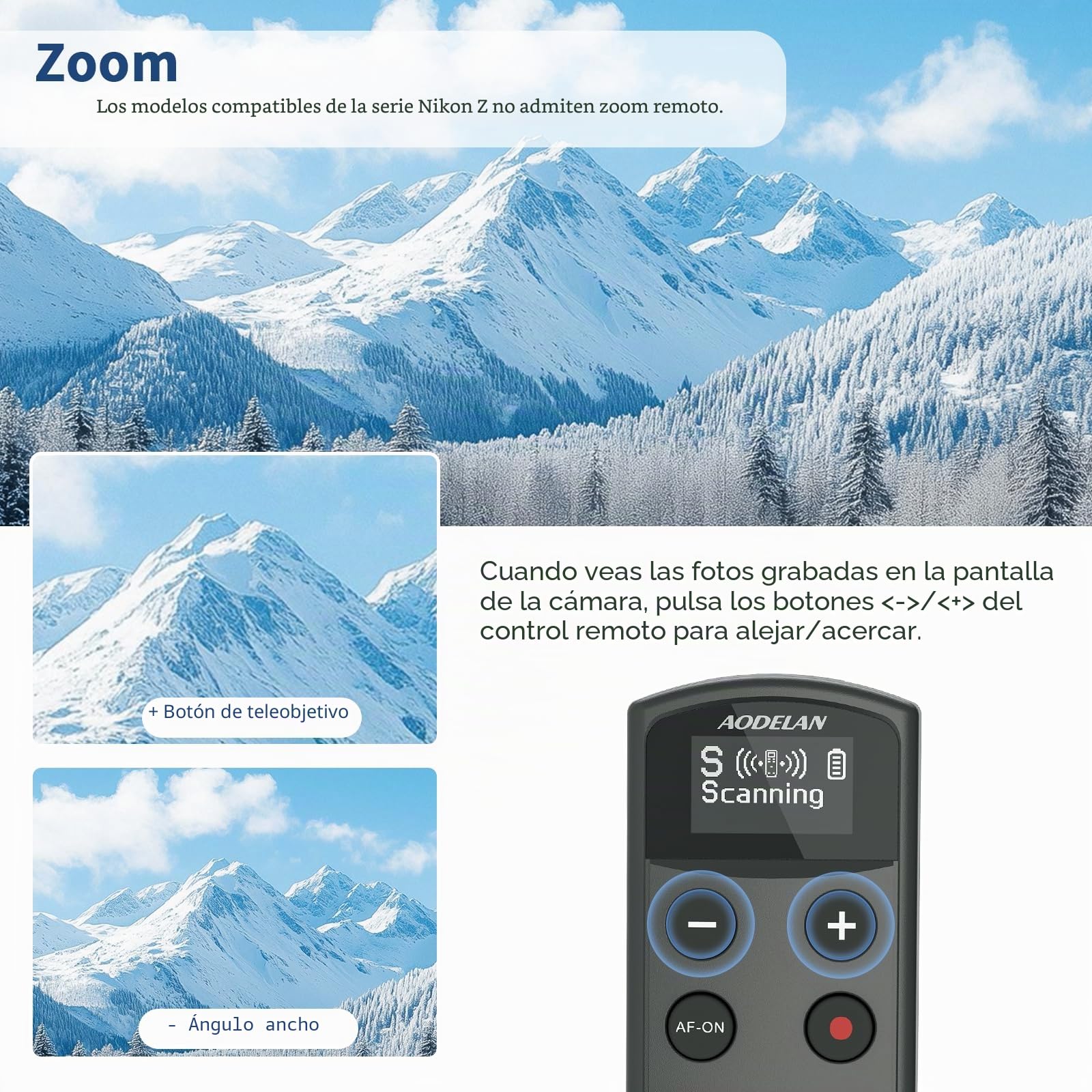 Disparador recargable para cámara inalámbrica Nikon, mando a distancia compatible con COOLPIX P1000, P1100, P950, B600, A1000, Z50, Z30, Z fc, Z6 II, Z7 II, Z5, sustituye a AODELAN ML-L7 (negro)
