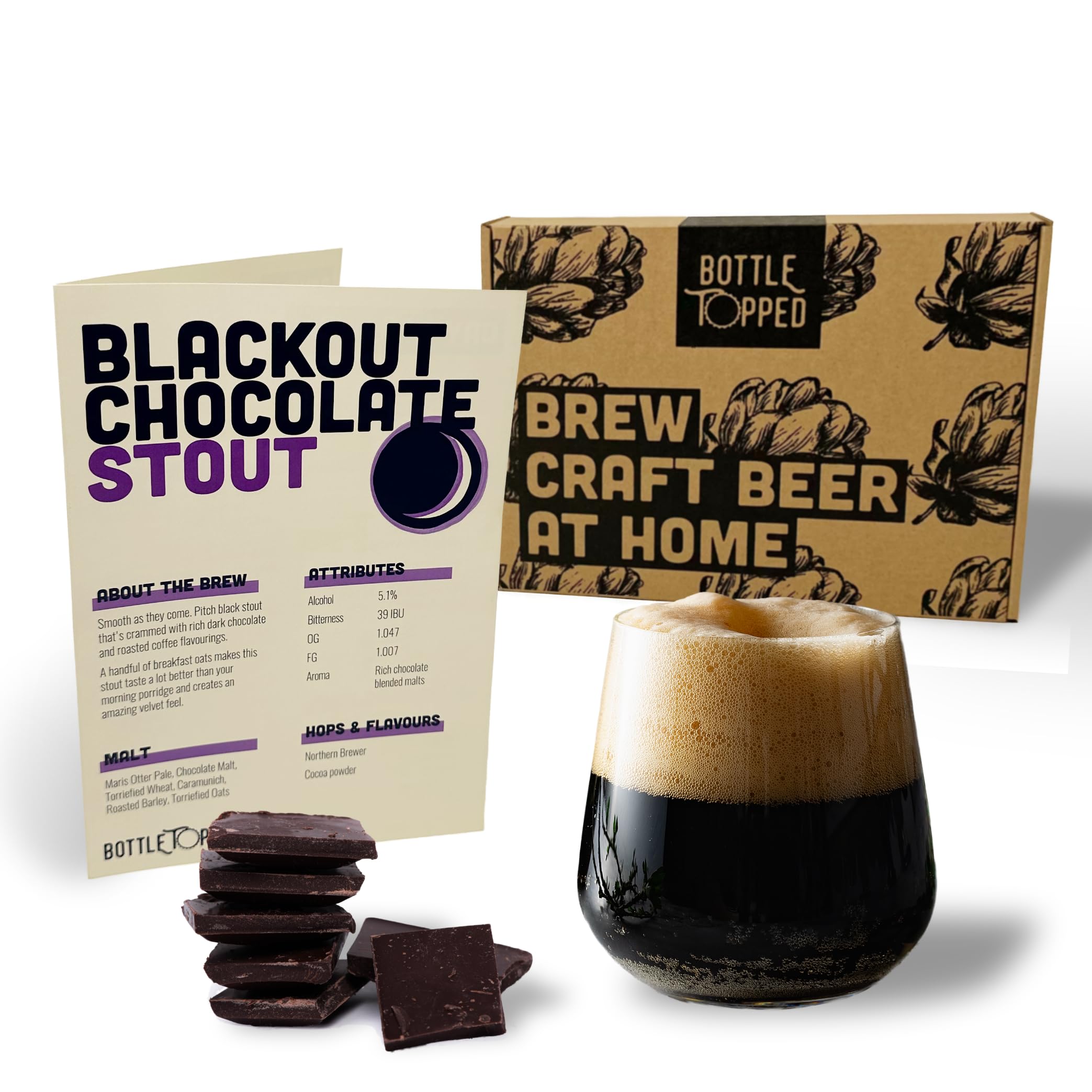 Blackout Chocolate Stout Home Brew Kit – Ingredient/Top-Up Beer Making Kit to Brew 5L of Beer at Home – Make Your Own Craft Beer – Perfect for Home Brewer, Beer Gift, Gifts for Men, Gifts for Dad — image 1