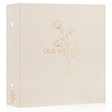 Lanpn Wedding Photo Album 4x6 1000 Pocket Photos Slip in, Linen Cover Large Capacity Newlywed Marriage Album Hold 1000 Horizontal Vertical Photos (Flower, Beige)