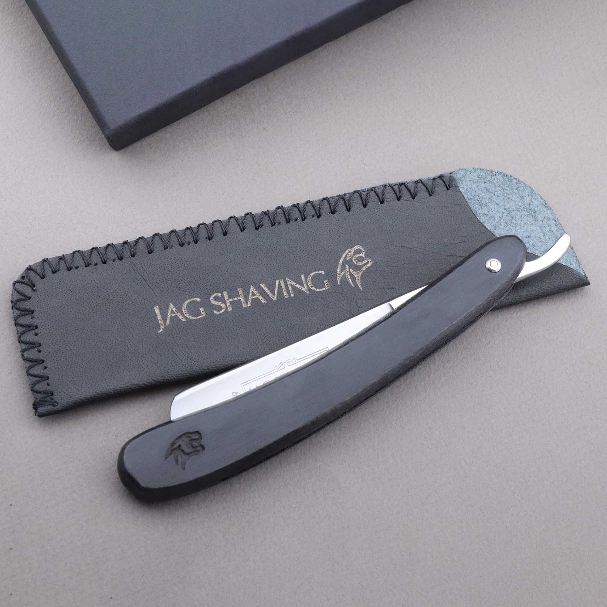 Jag Shaving Navaja de afeitar sostenible con funda de piel – bolsa para maquinilla de afeitar – navaja de afeitar para hombre –