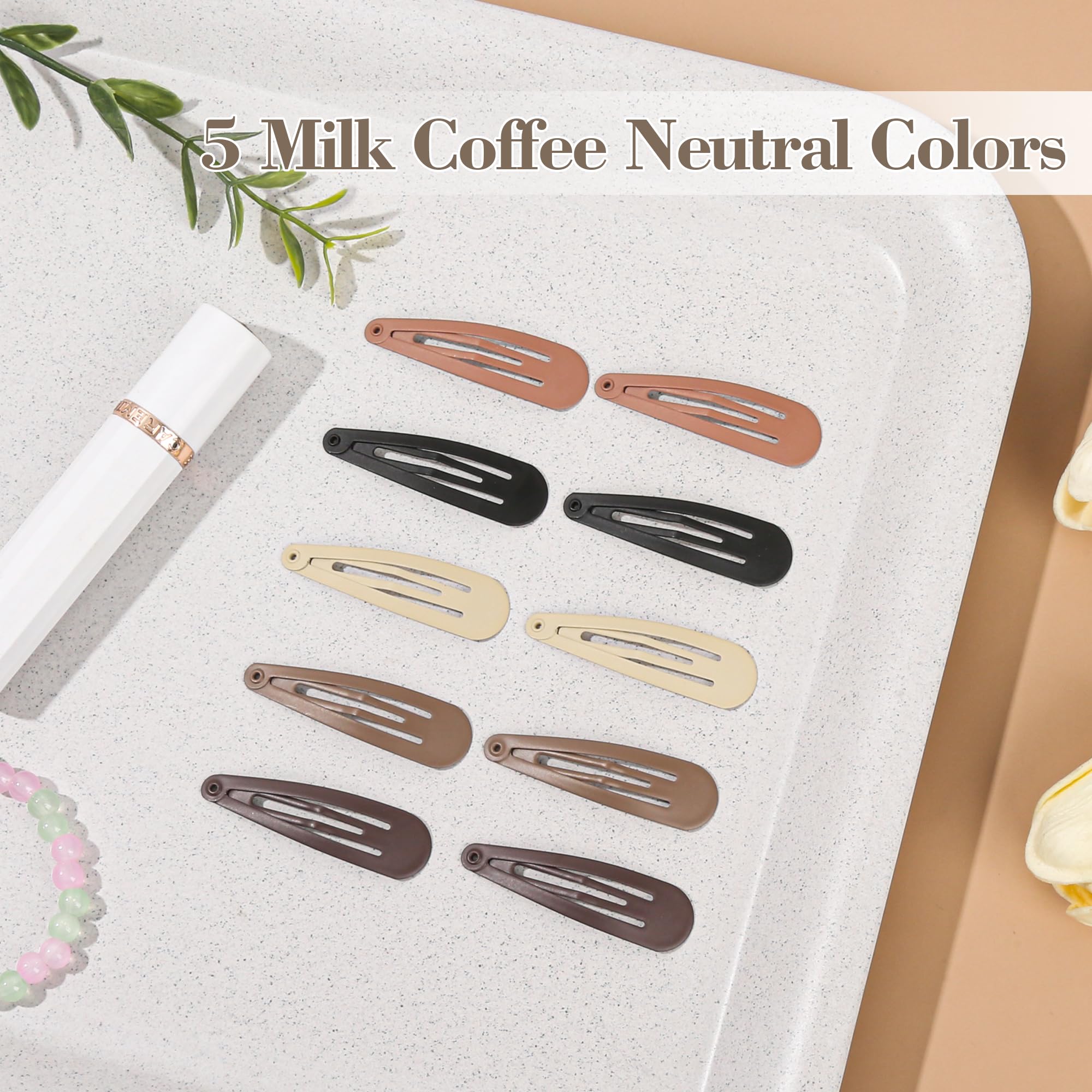 100 pinzas para el cabello a presión para mujeres y niñas, accesorios de pinzas de metal antideslizantes para el cabello, horquillas mate, 5 colores, 2 x 0.55 pulgadas 5