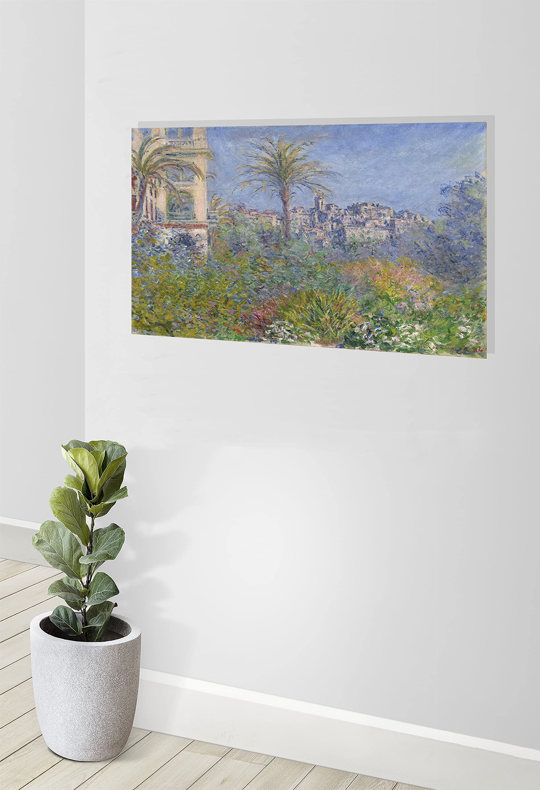 Claude Monet Stampa Su Tela 'Garden Villas At Bordighera' – Quadro Incorniciato 101x76 Cm (40x30 Pollici), Pronto Da Appendere, Arte Da Parete Per Soggiorno