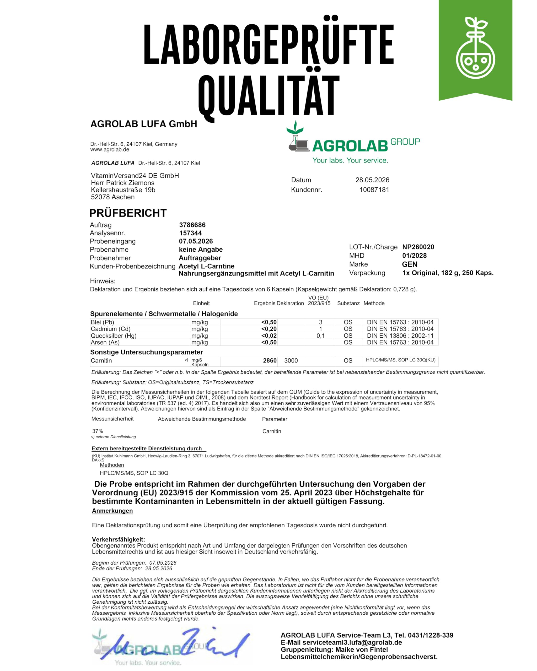 Acetyl-L-Carnitin - 250 vegane Kapseln - 3000 mg pro Tagesportion - Hochwertige Acetyl-Form von L-Carnitin - Extra hochdosiert & Premiumqualität
