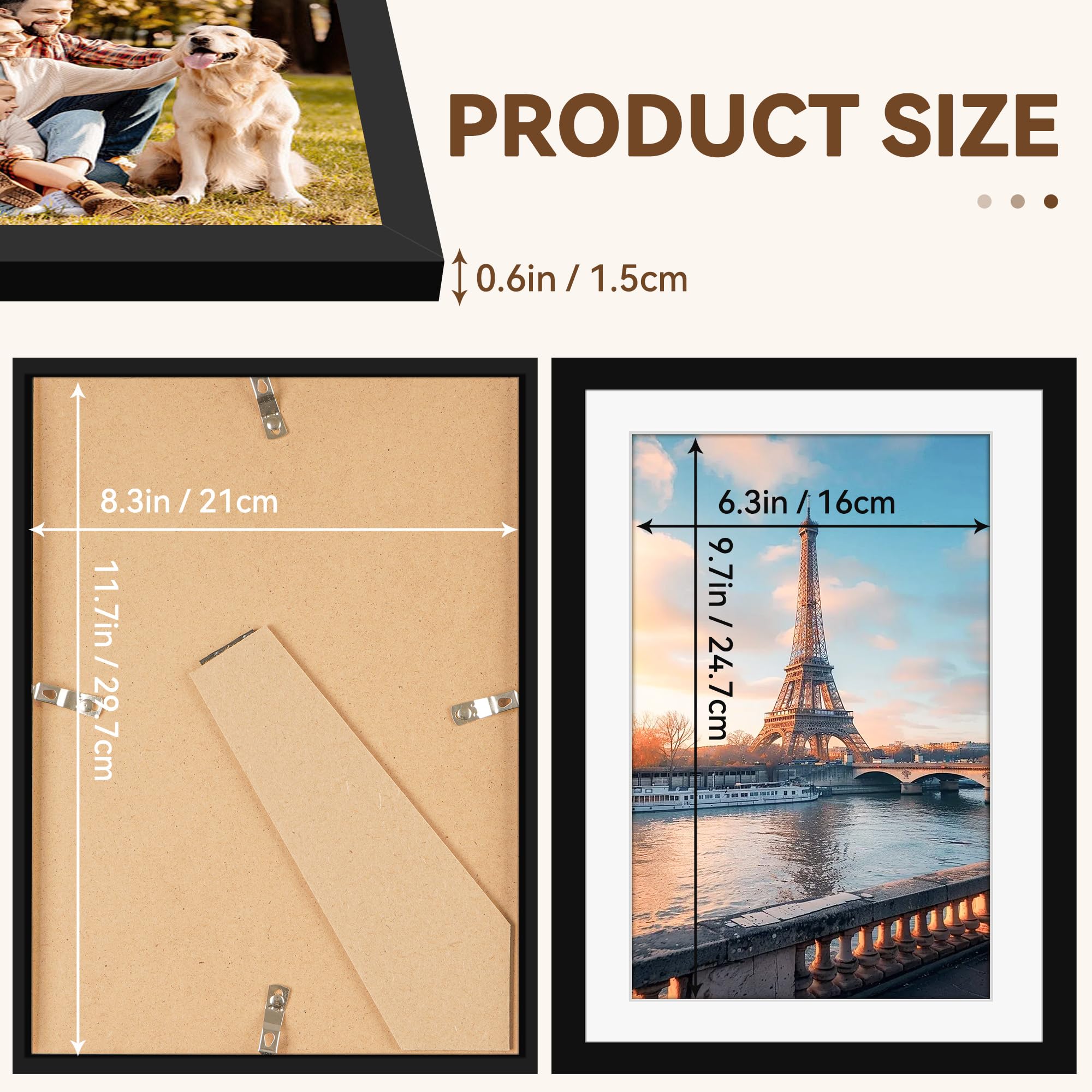 Dmyifan 5-delige fotolijstenset DIN A3 zwart, fotolijst met plexiglas, horizontaal en verticaal ophangbare lijst voor foto's. Portretten | Fotolijst