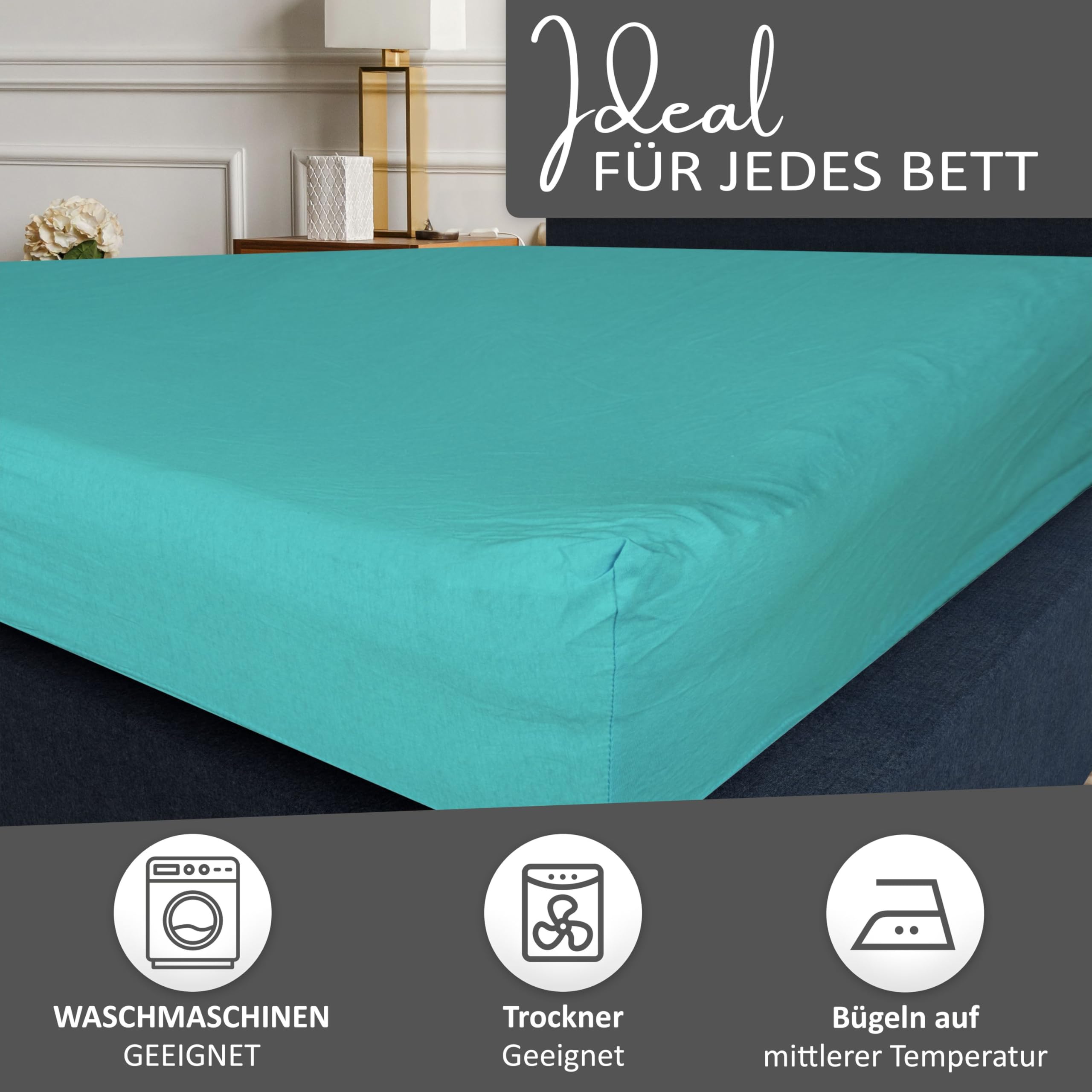 Spannbettlaken Aus 100% Baumwolle Jersey – Schwarz, 200 X 200 Cm, Für Matratzen Bis 20 Cm Hoch, Öko-Tex Zertifiziert